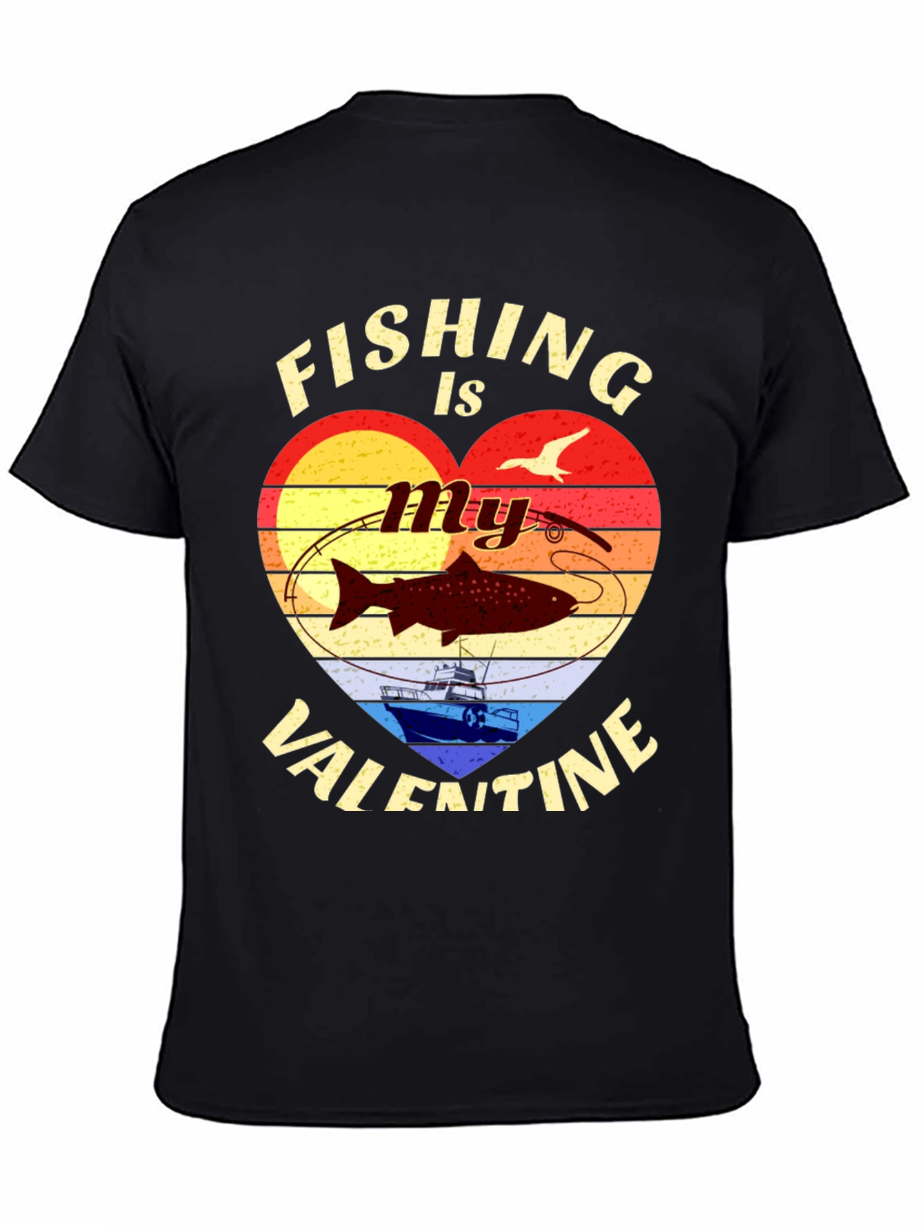 Fishing Valentines Day Graphic T-Shirt