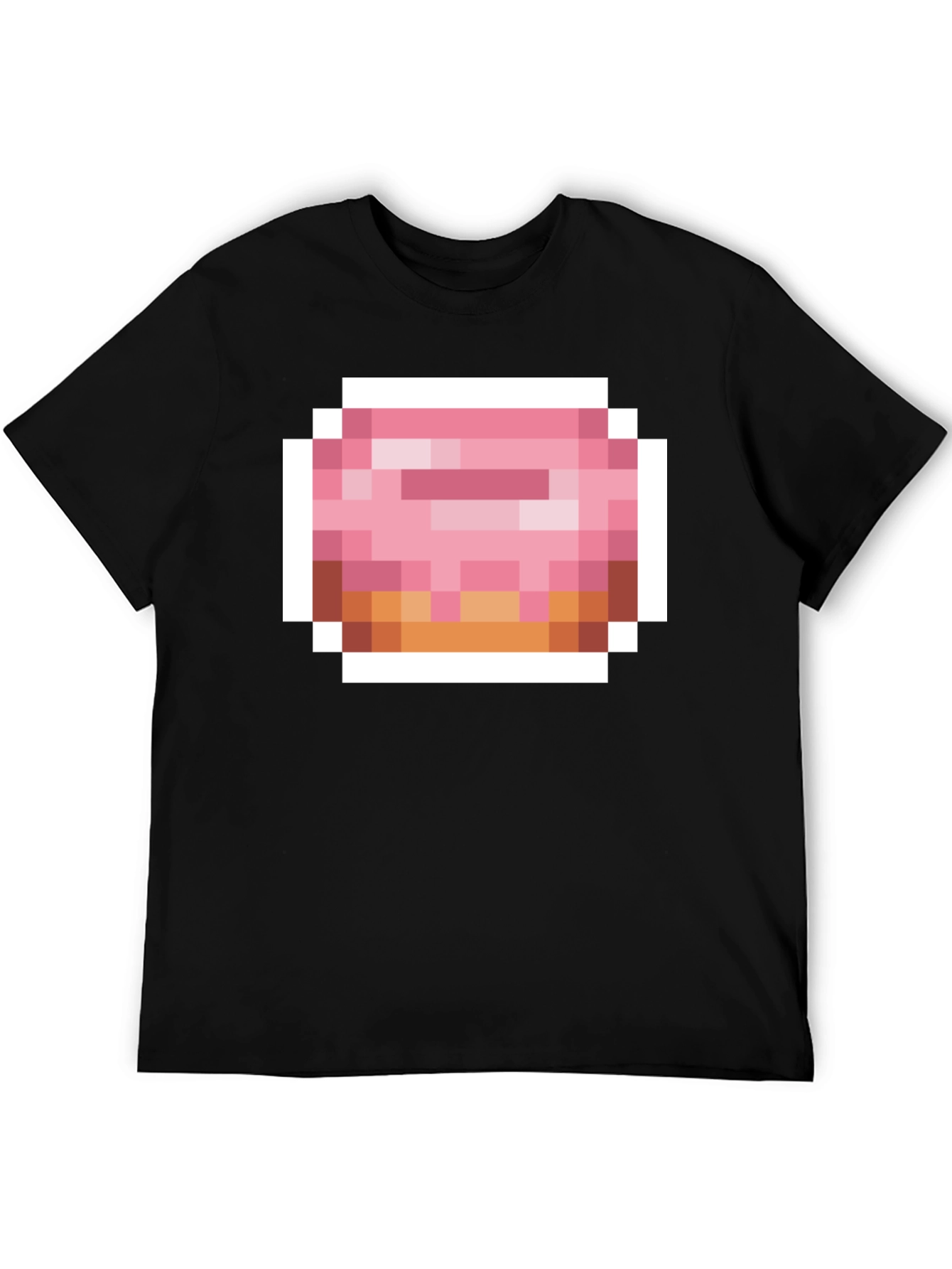 Pixel Donut Graphic Tee - Black Cotton Casual Shirt