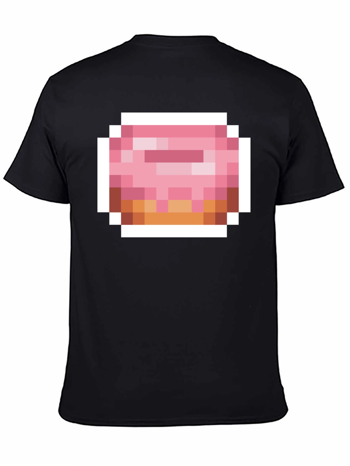 Pixel Donut Graphic Tee - Black Cotton Casual Shirt