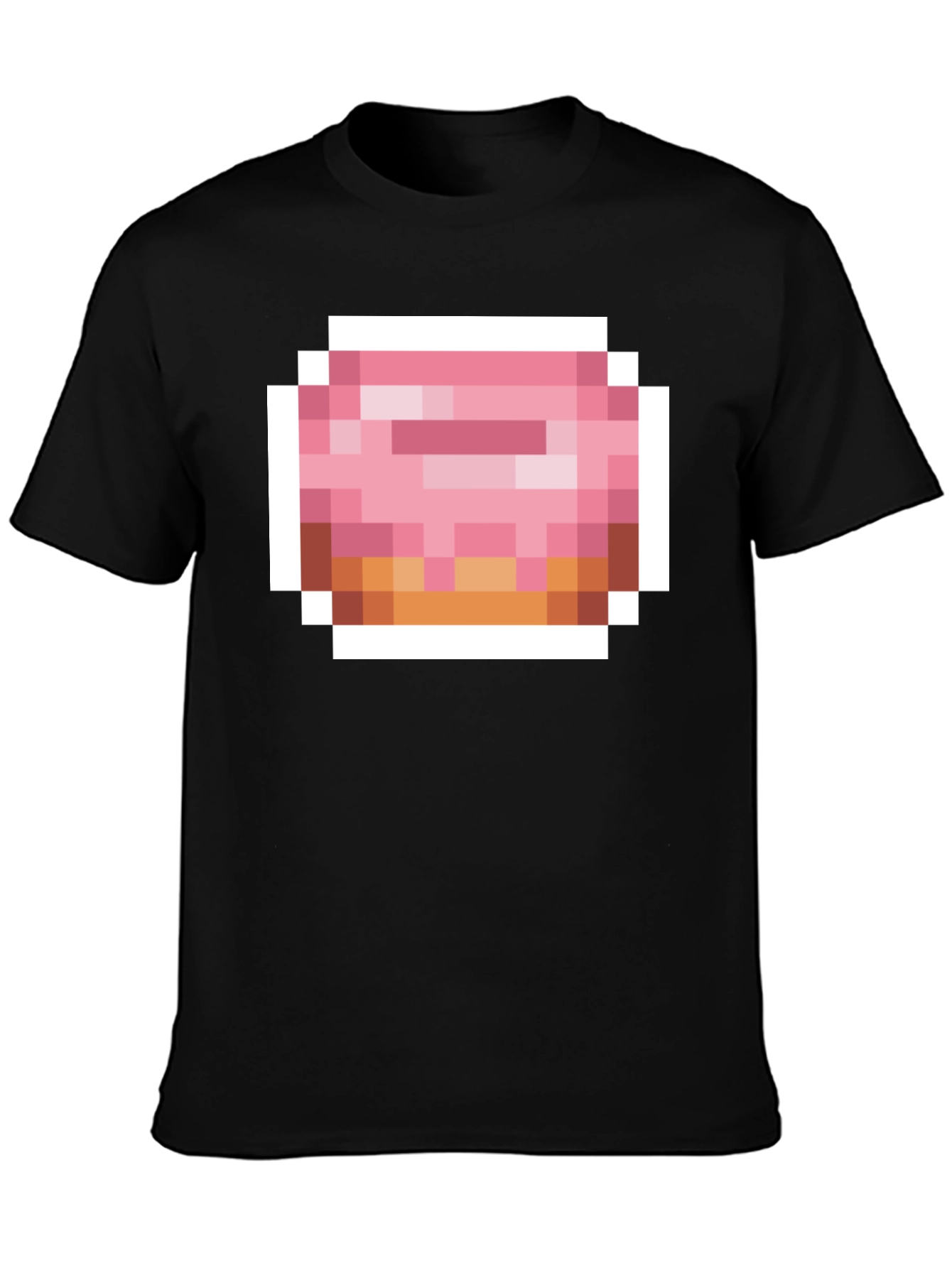 Pixel Donut Graphic Tee - Black Cotton Casual Shirt