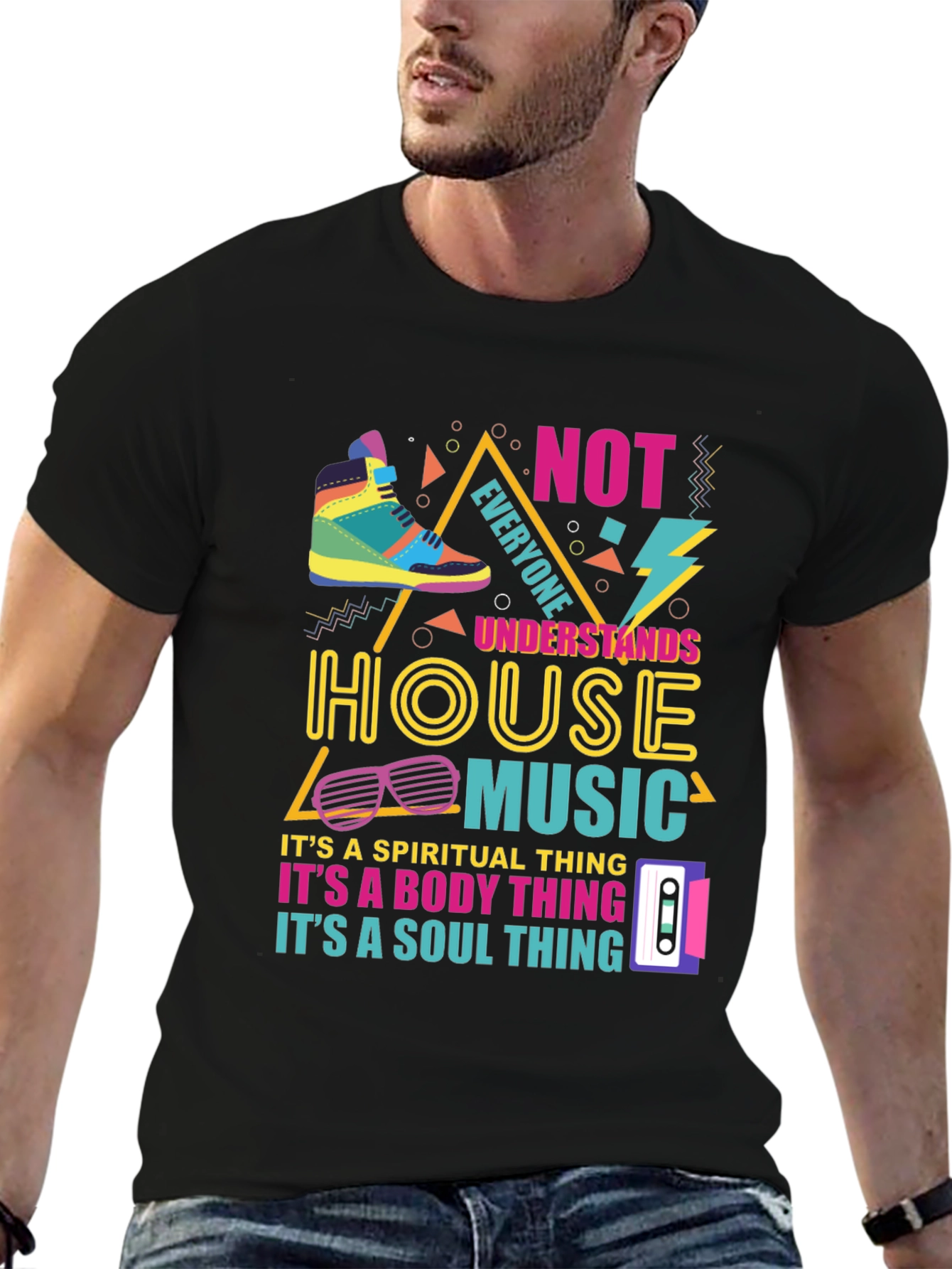 House Music Graphic Tee - Retro 90s Style