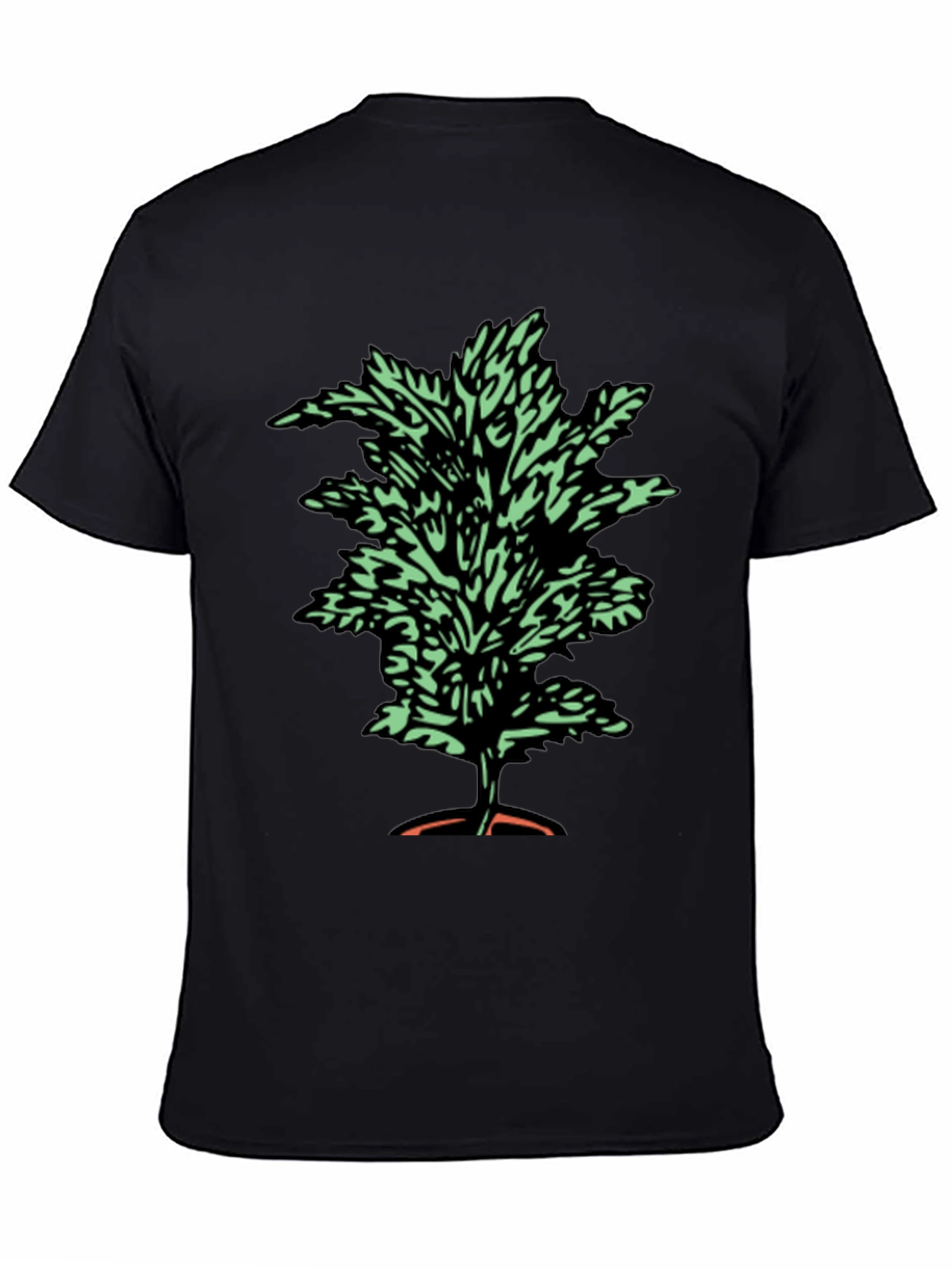 Botanical Print Tee - Black Cotton T-Shirt