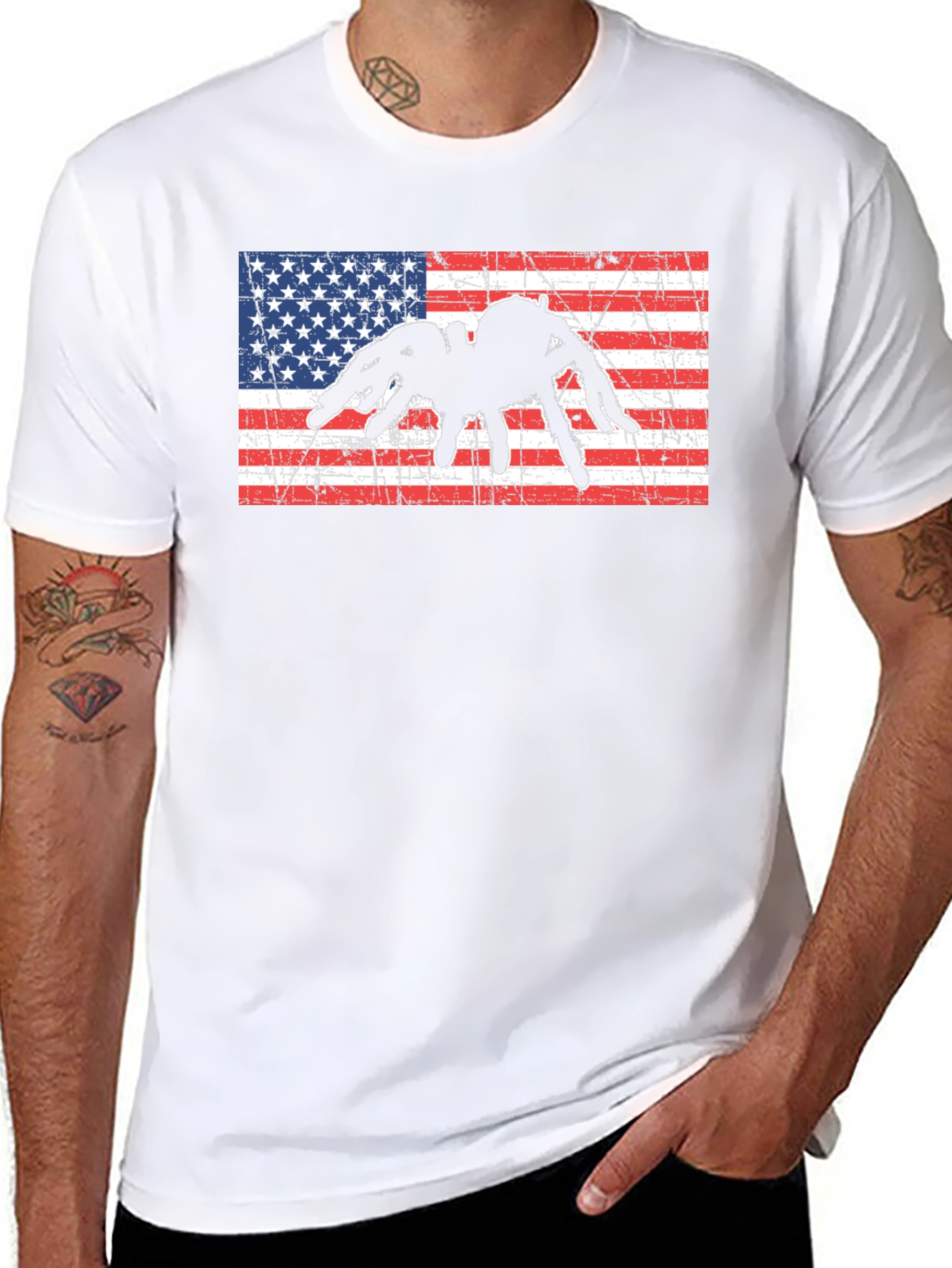 American Flag Spider Graphic T-Shirt