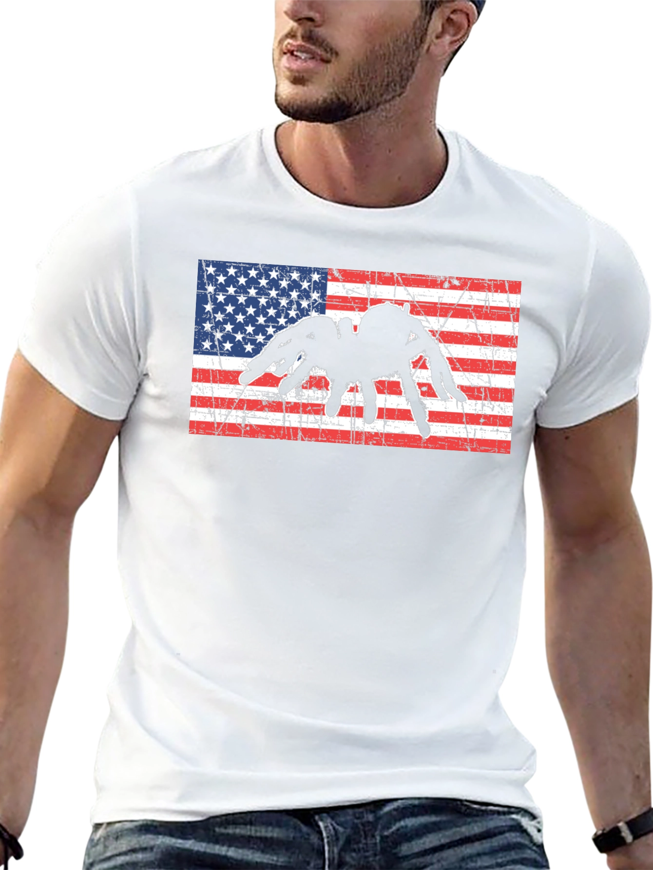American Flag Spider Graphic T-Shirt