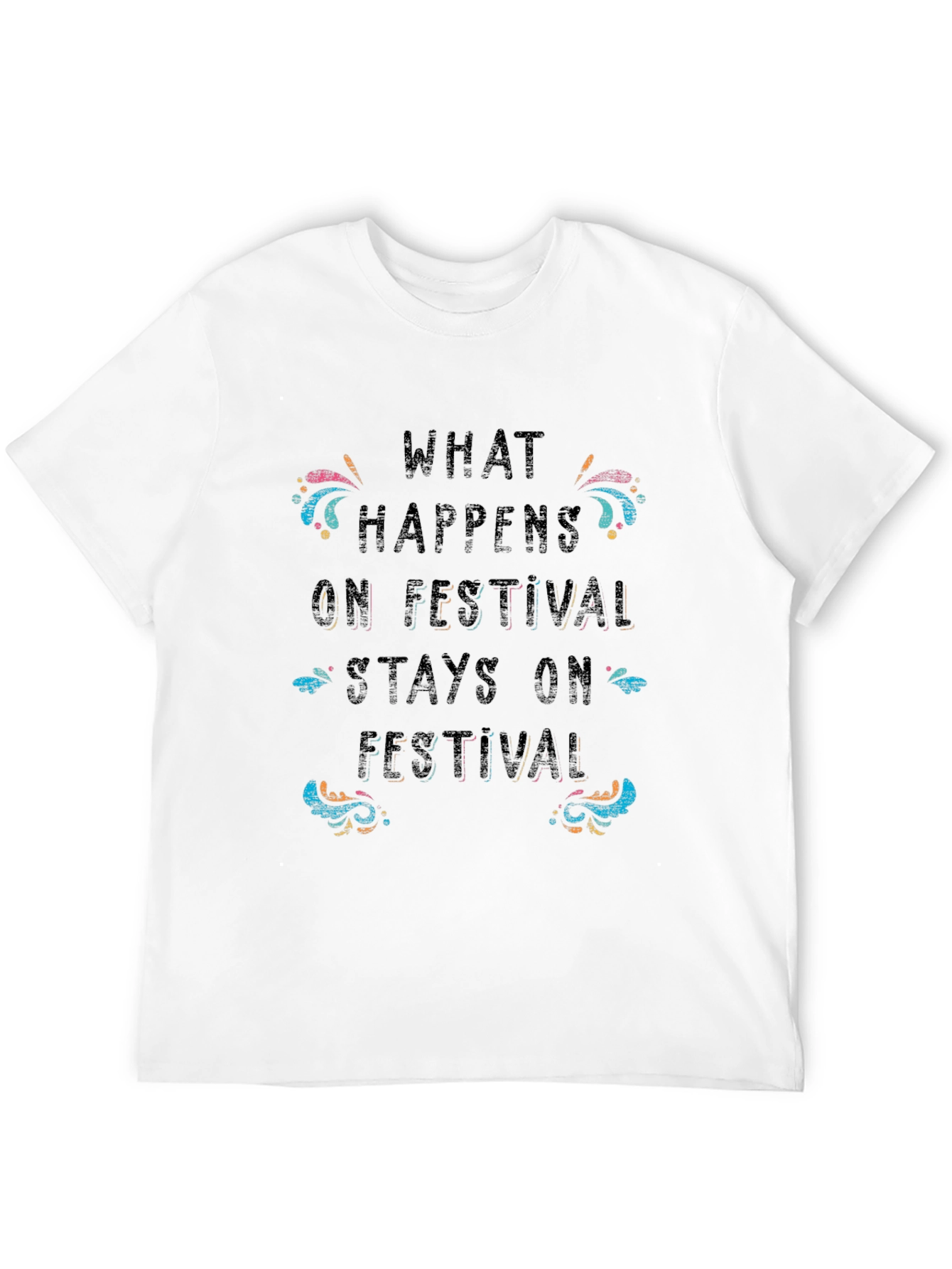 Festival Vibes Graphic Tee - Black Cotton T-Shirt