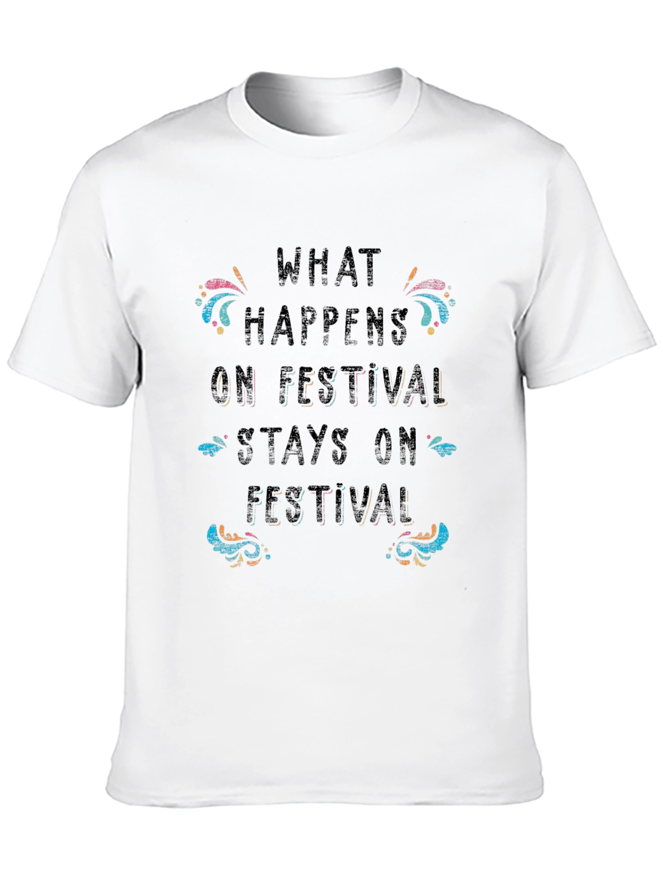 Festival Vibes Graphic Tee - Black Cotton T-Shirt