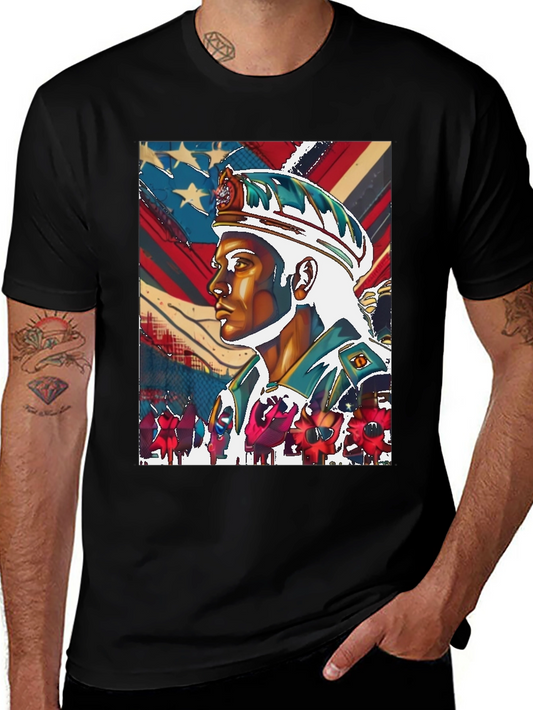 Patriotic Soldier Graphic Tee - Black