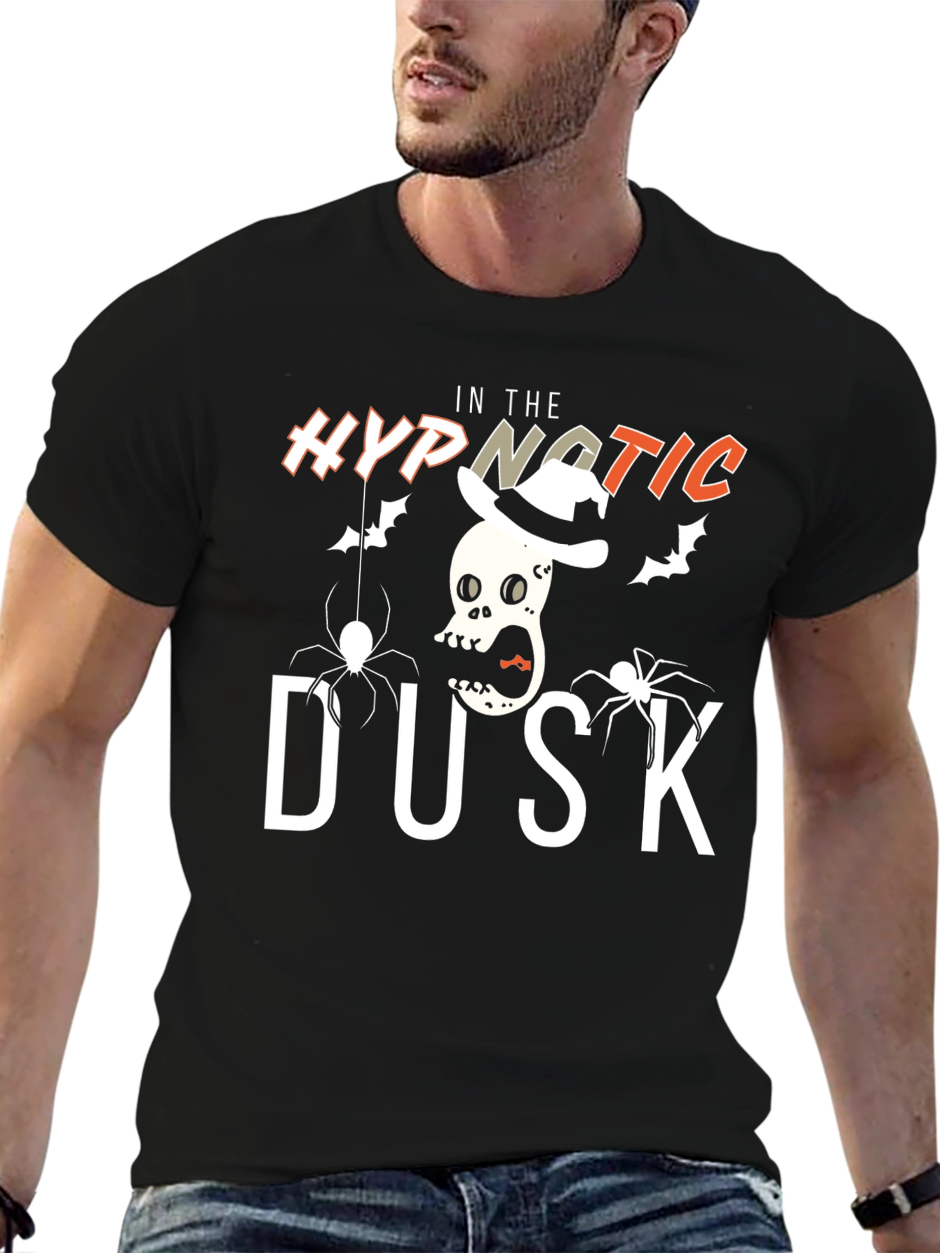 Hypnotic Dusk Halloween T-Shirt - Skull & Spiders
