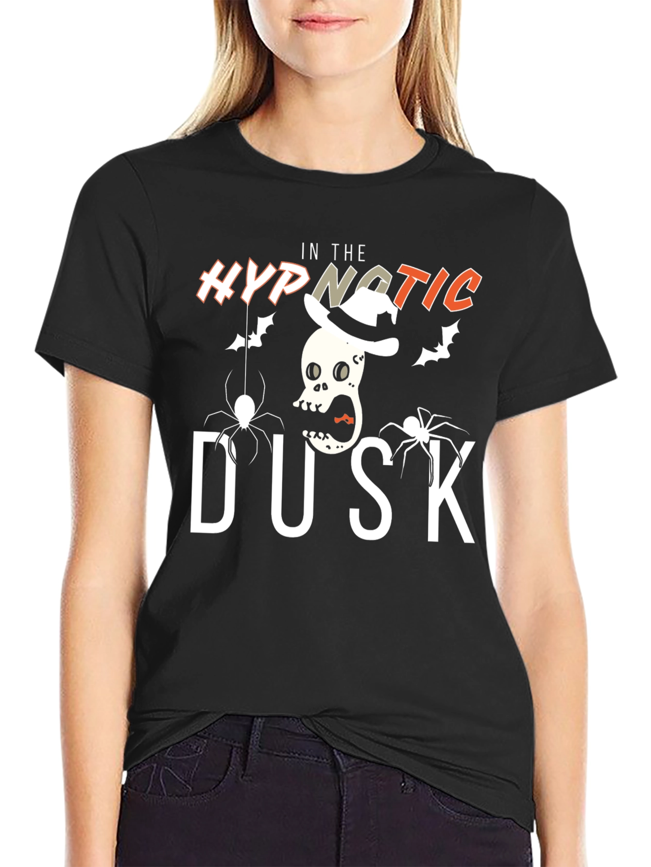 Hypnotic Dusk Halloween T-Shirt - Skull & Spiders