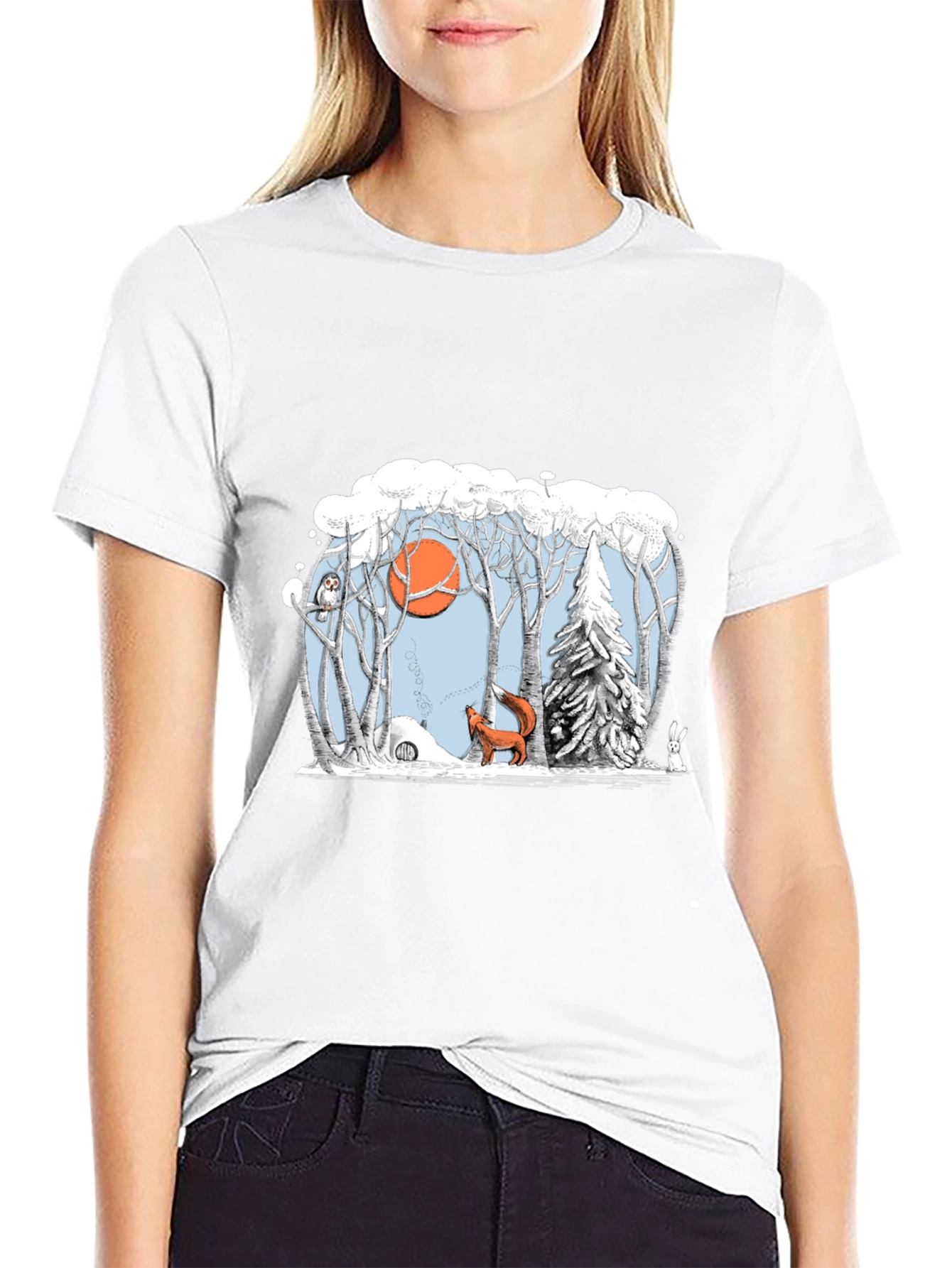Winter Forest Scene Graphic Tee