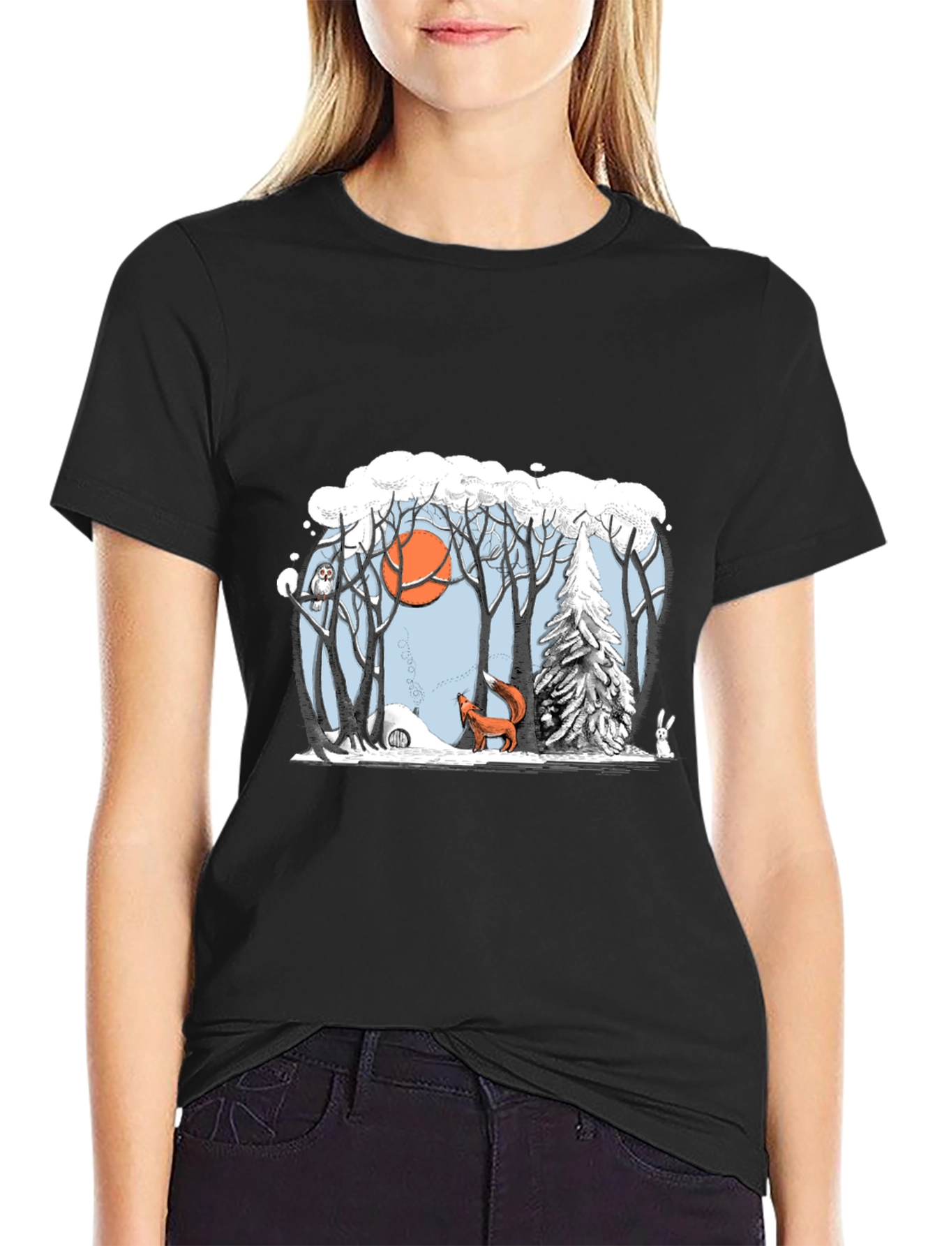 Winter Forest Scene Graphic Tee