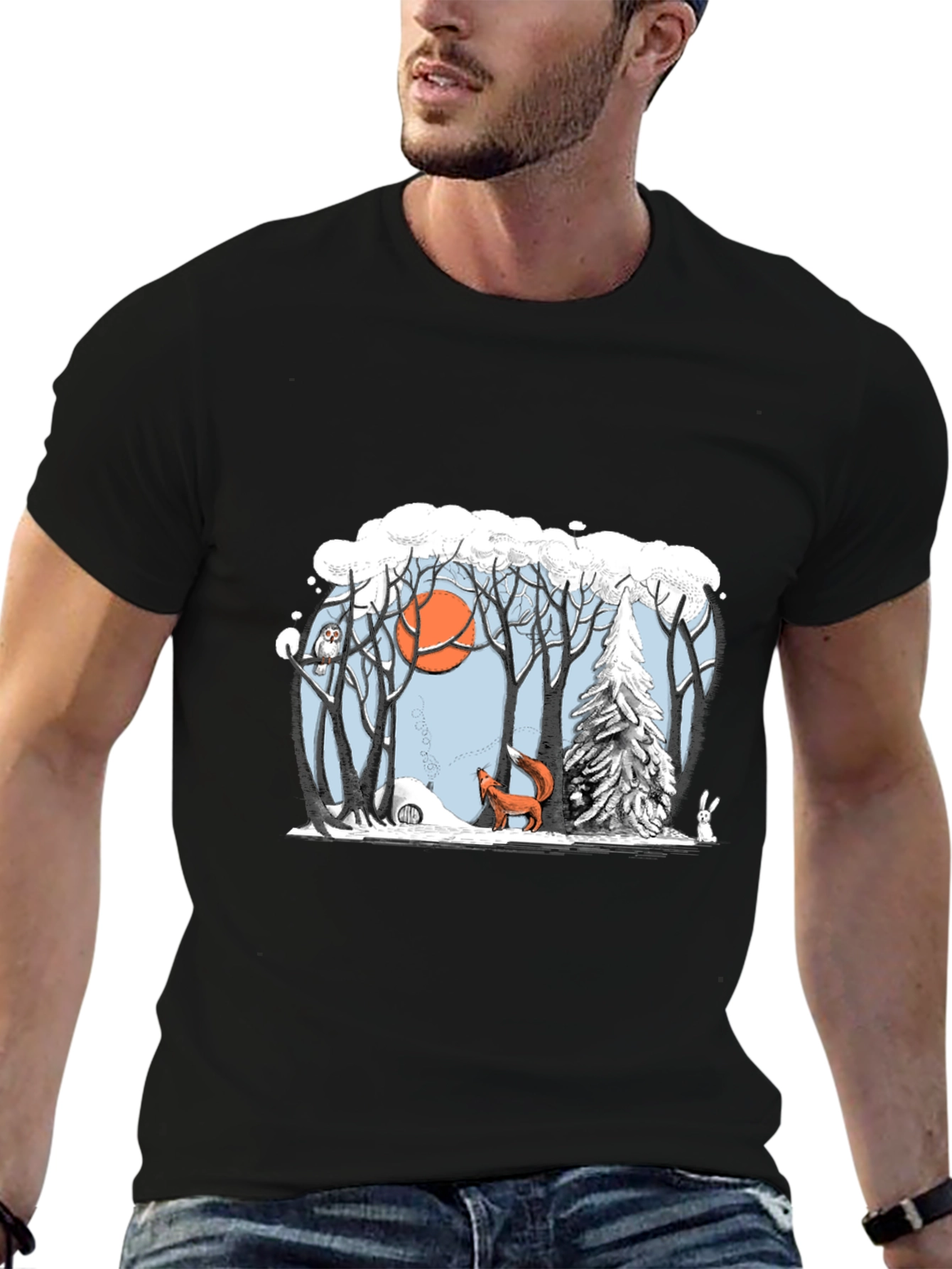 Winter Forest Scene Graphic Tee
