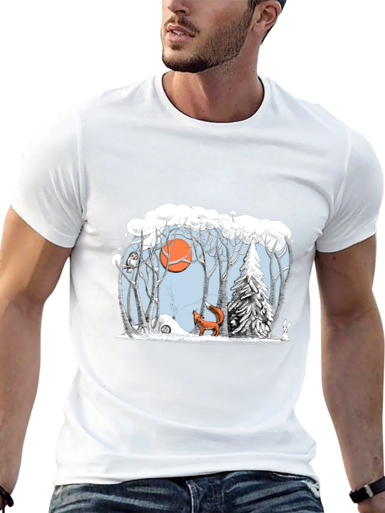Winter Forest Scene Graphic Tee