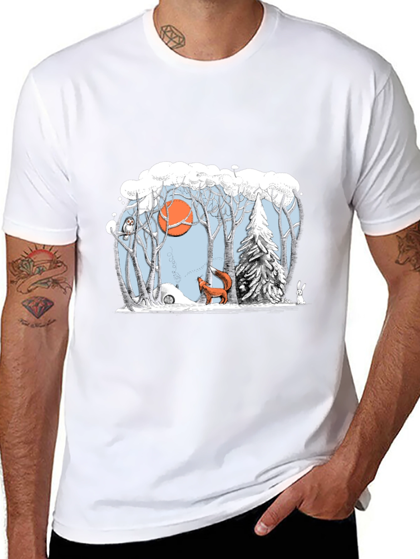 Winter Forest Scene Graphic Tee