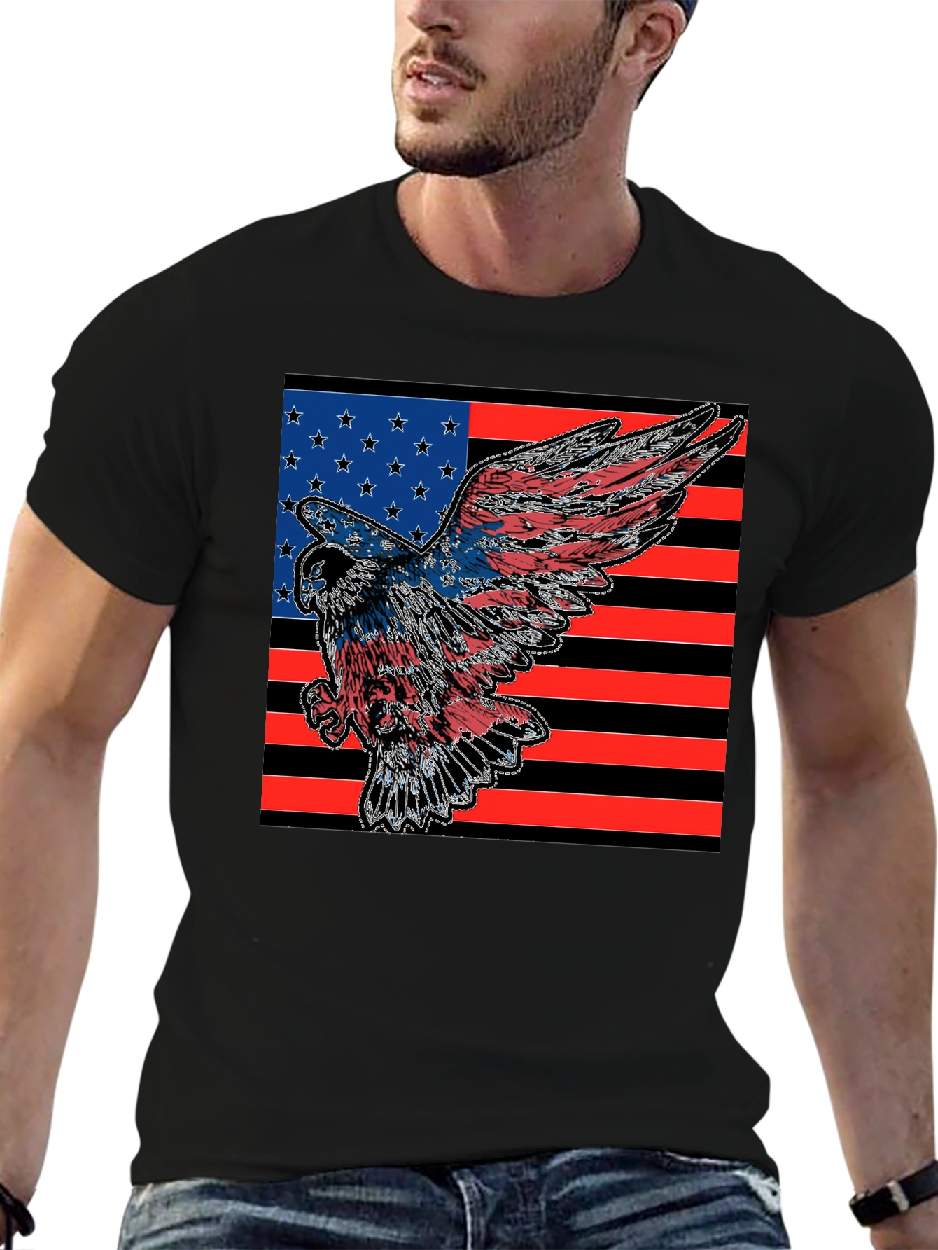American Eagle Flag T-Shirt Patriotic USA Tee