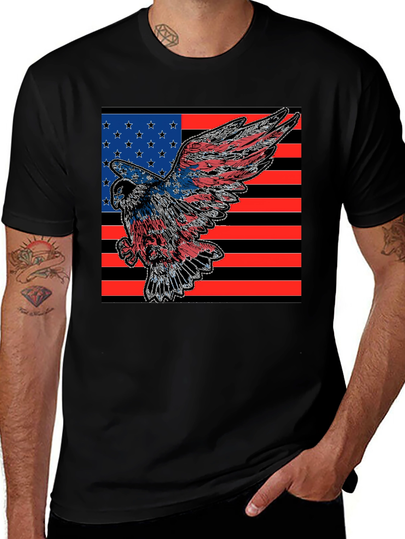 American Eagle Flag T-Shirt Patriotic USA Tee
