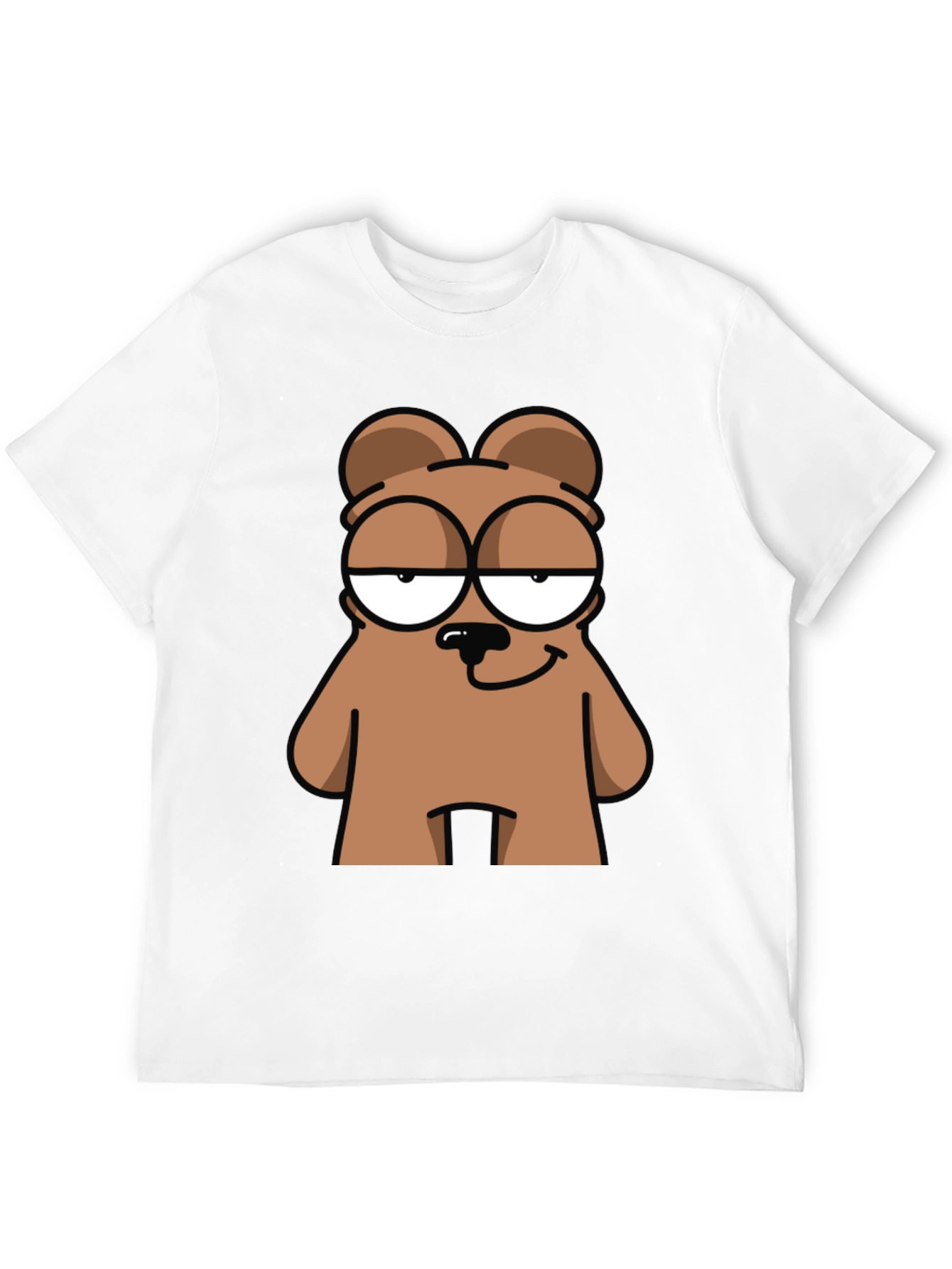 Cartoon Bear Graphic Tee - Black