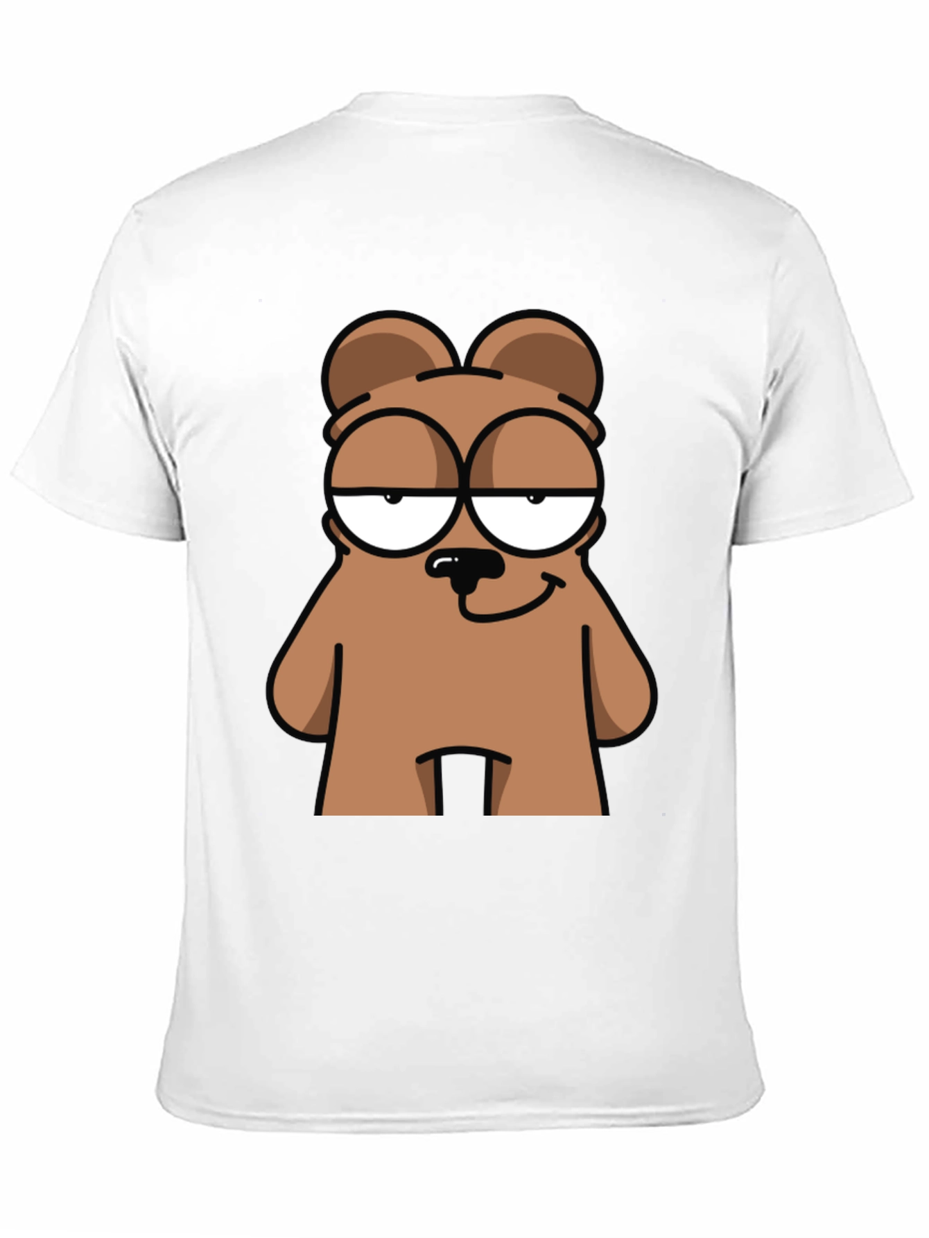 Cartoon Bear Graphic Tee - Black