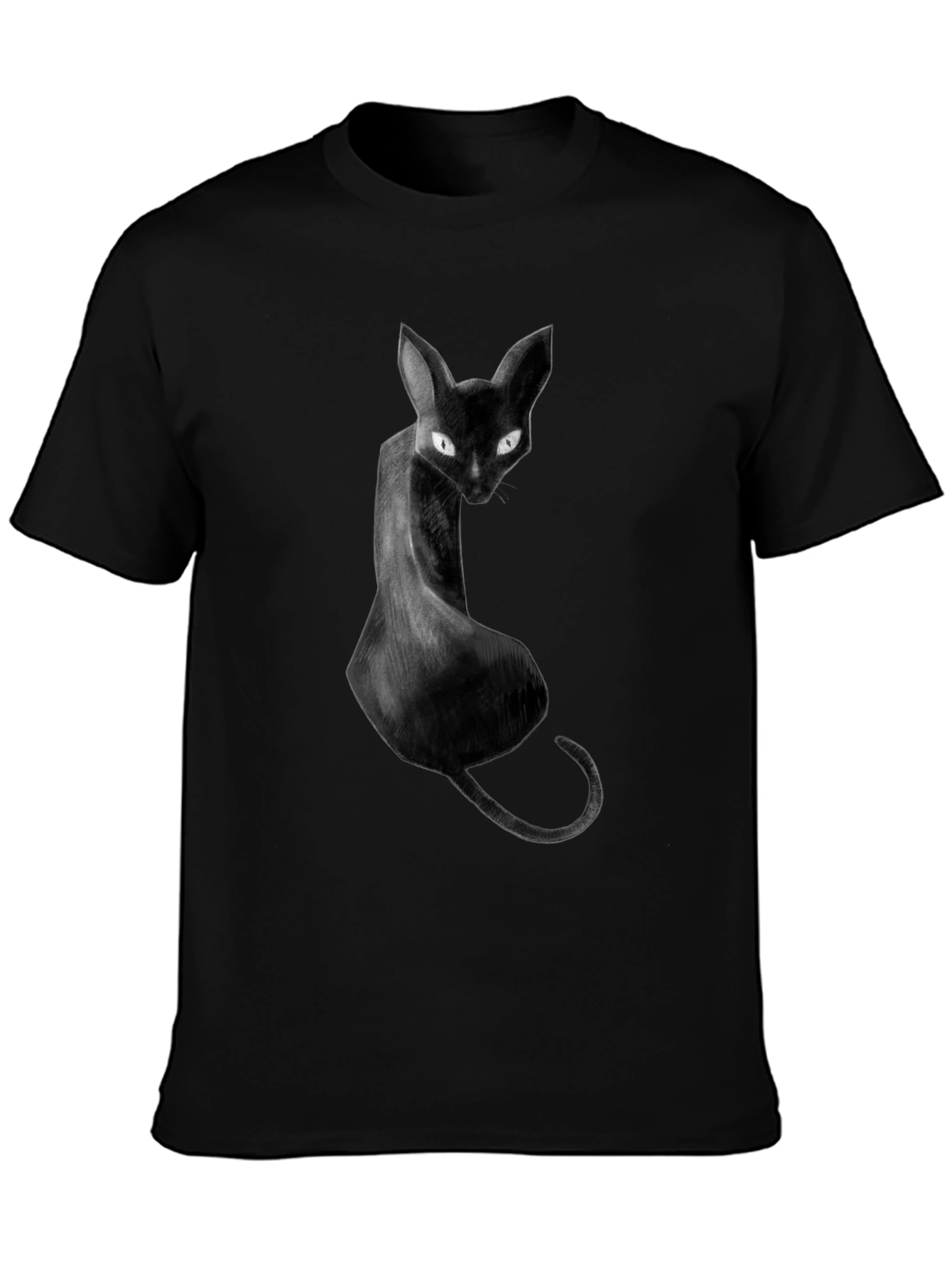 Black Cat Graphic Tee - Unique Artistic Design