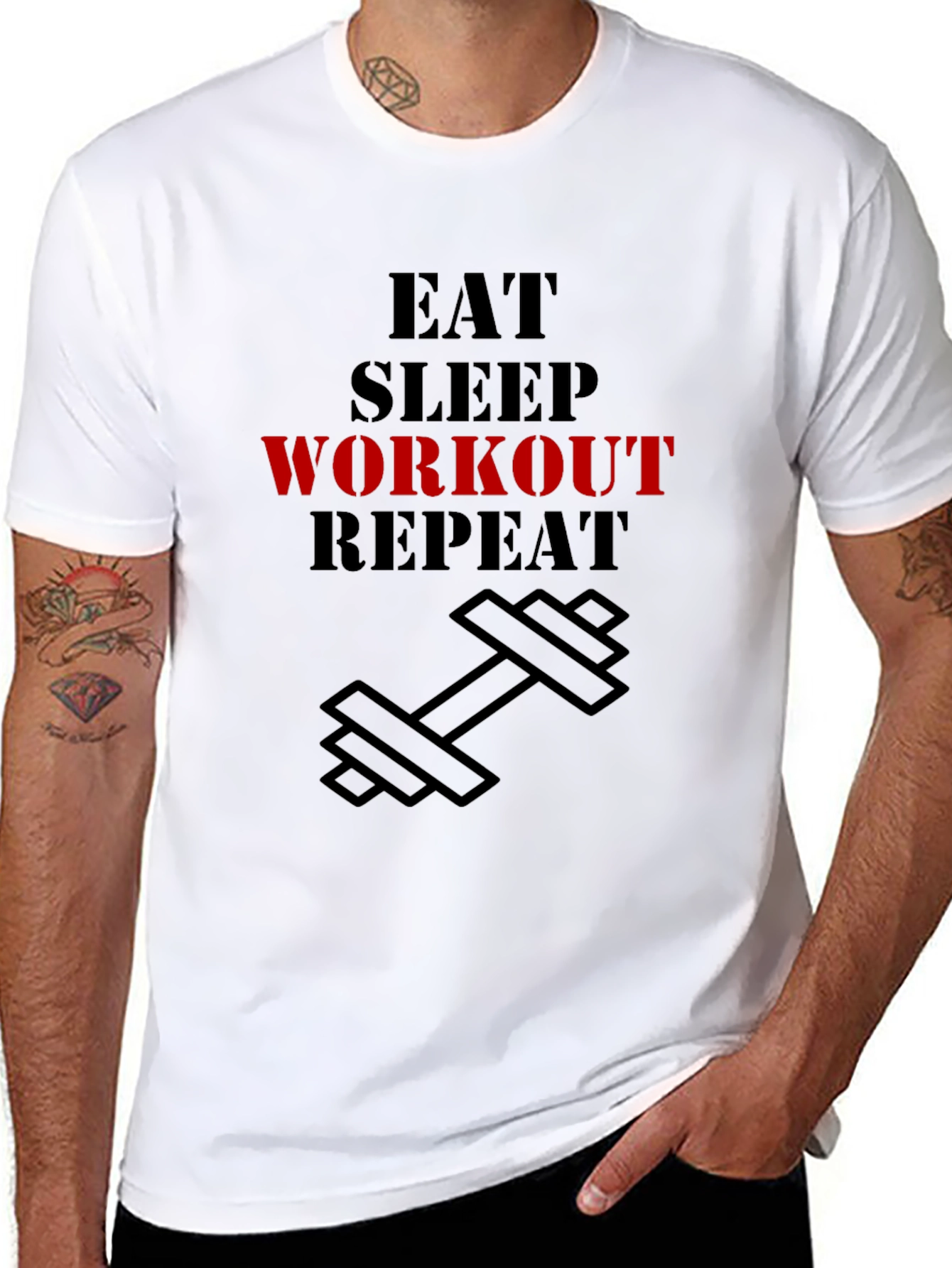 Eat Sleep Workout Repeat Graphic T-Shirt
