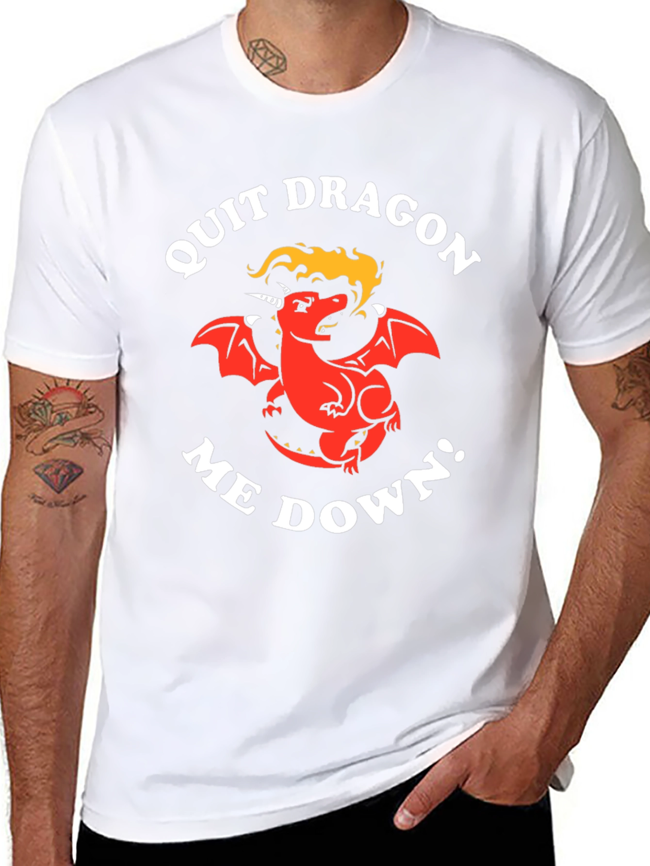 Quit Dragon Me Down Black Graphic T-Shirt