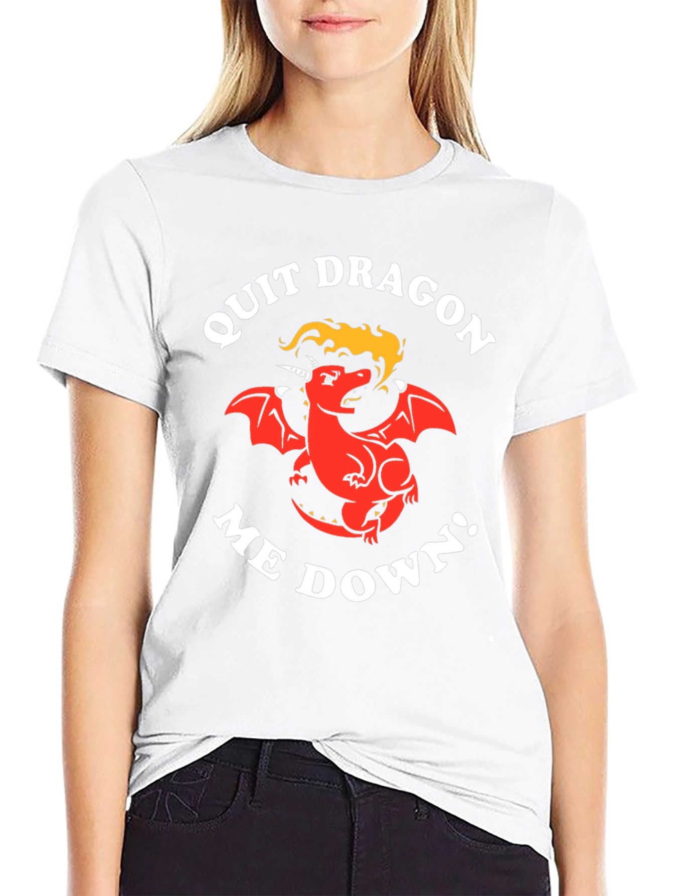 Quit Dragon Me Down Black Graphic T-Shirt