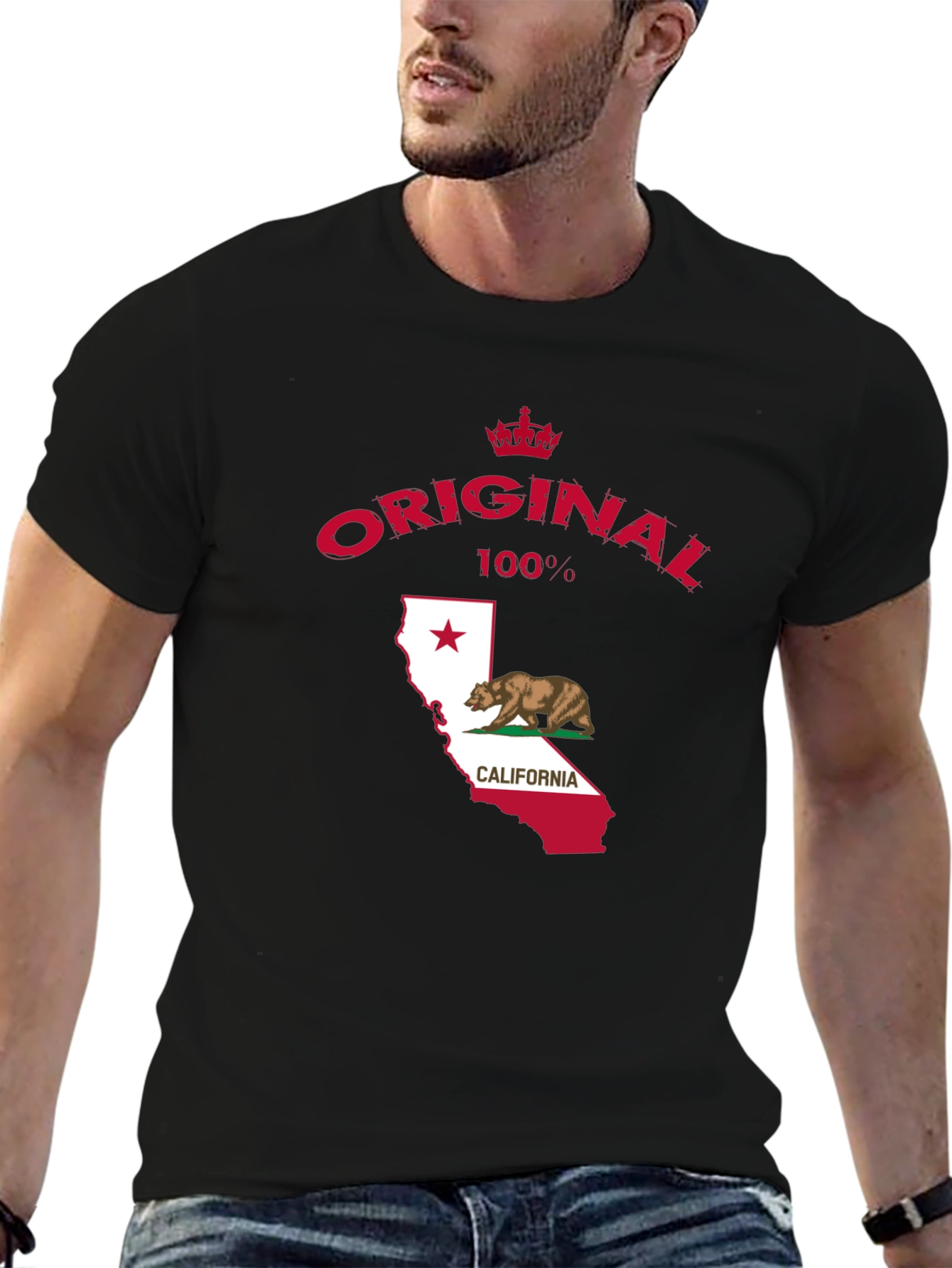 Original California Bear Flag Black T-Shirt