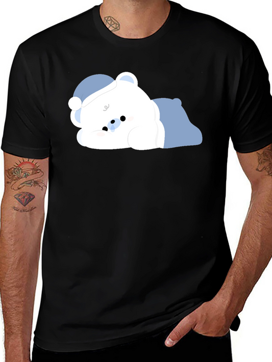 Cute Sleeping Bear Black T-Shirt