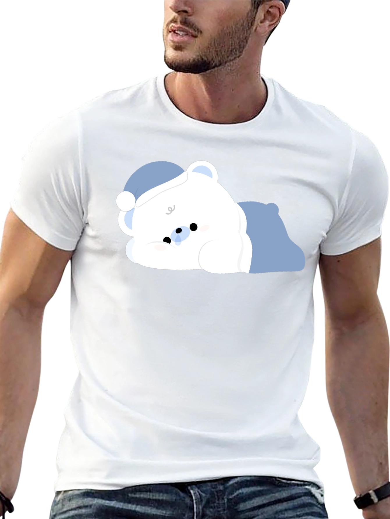 Cute Sleeping Bear Black T-Shirt