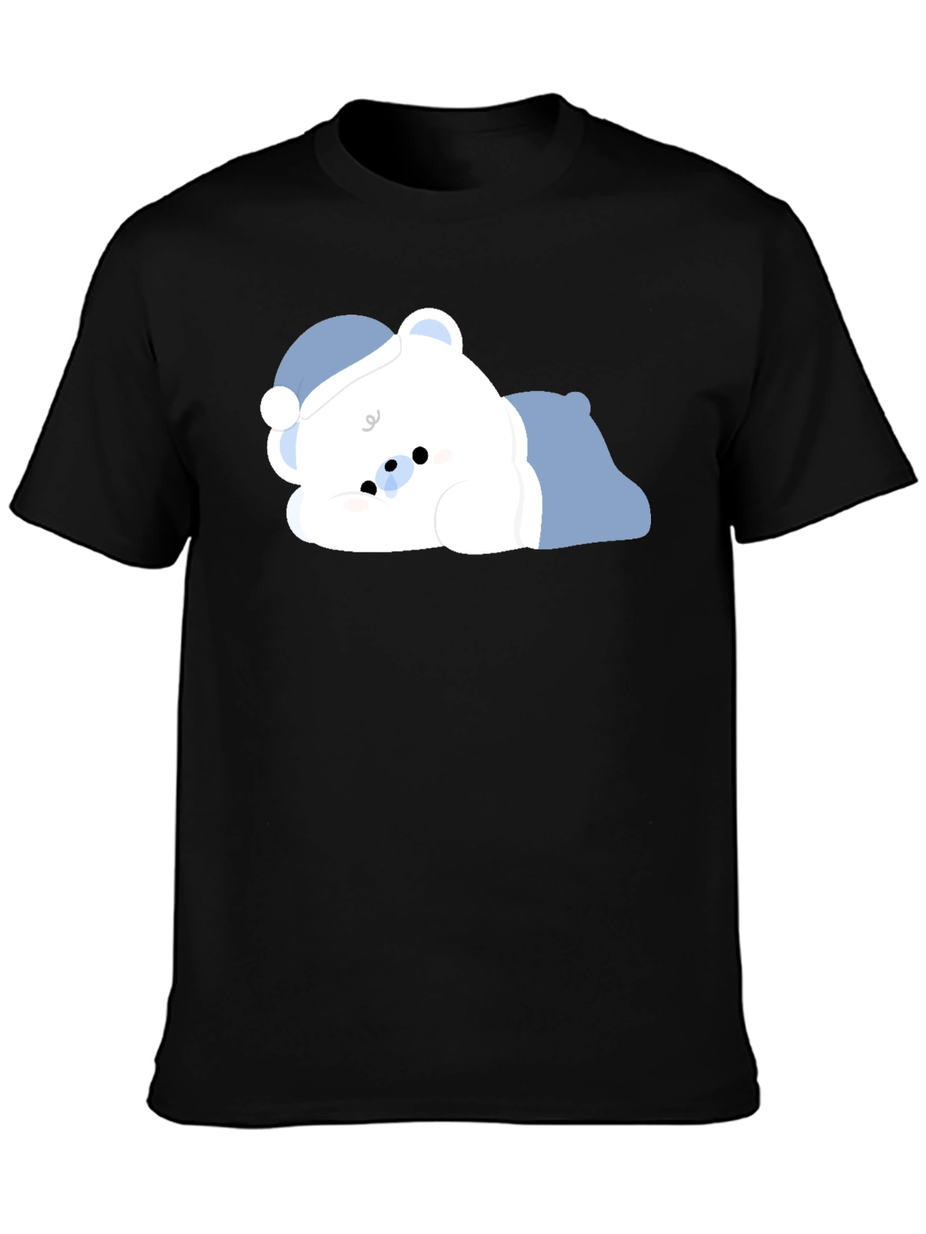 Cute Sleeping Bear Black T-Shirt