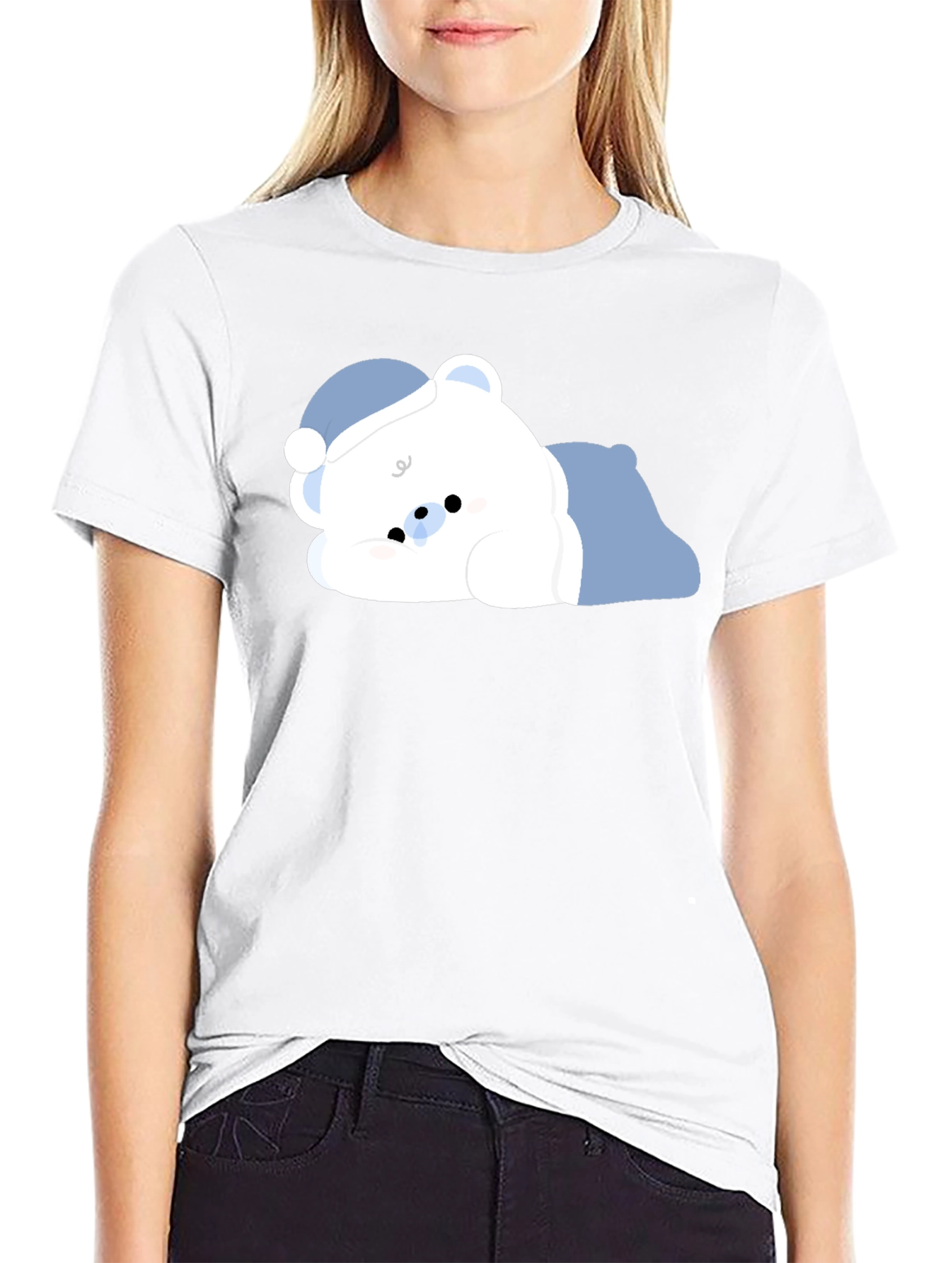 Cute Sleeping Bear Black T-Shirt