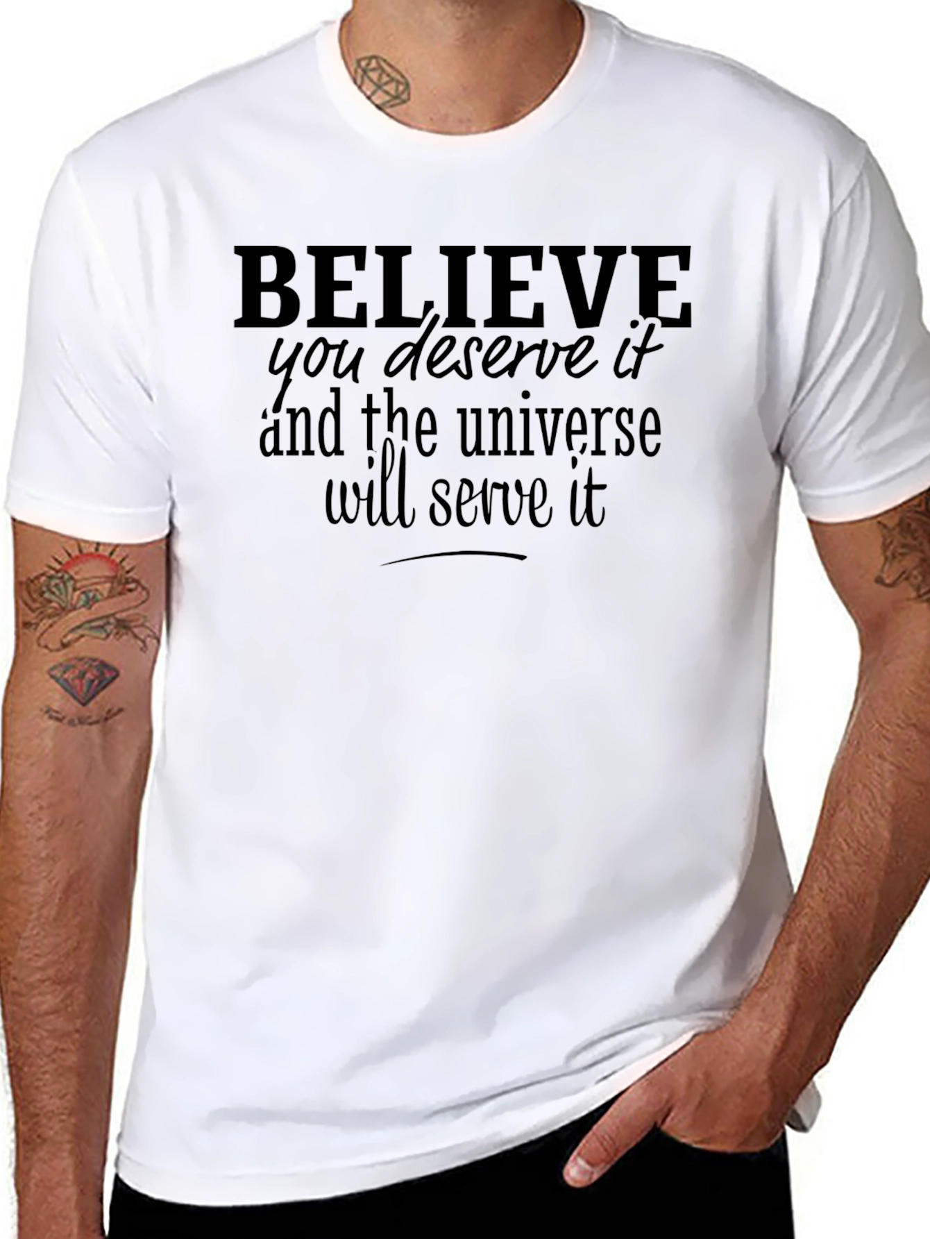 Believe Universe Mens Black Graphic Tee