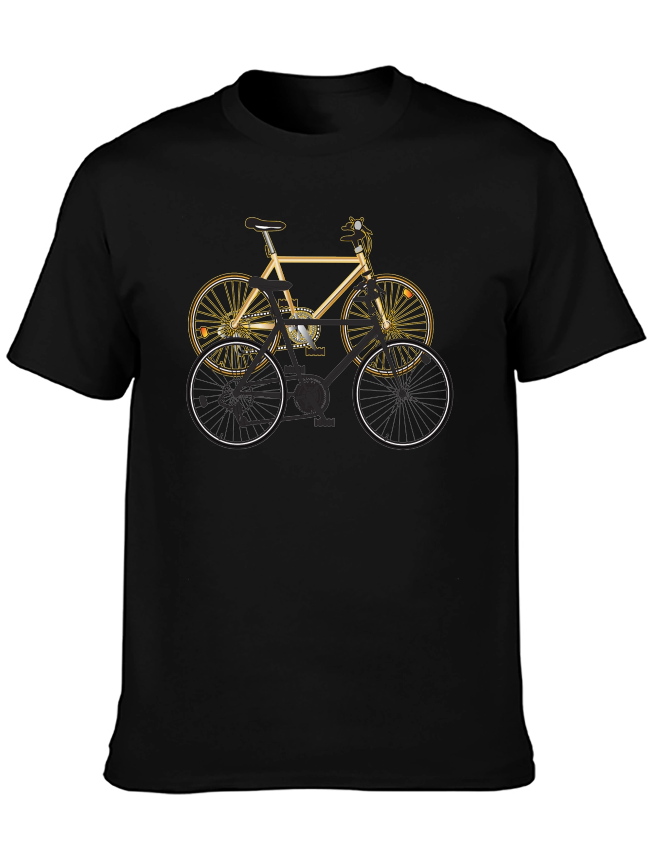 Mens Black T-Shirt with Bicycle Graphic