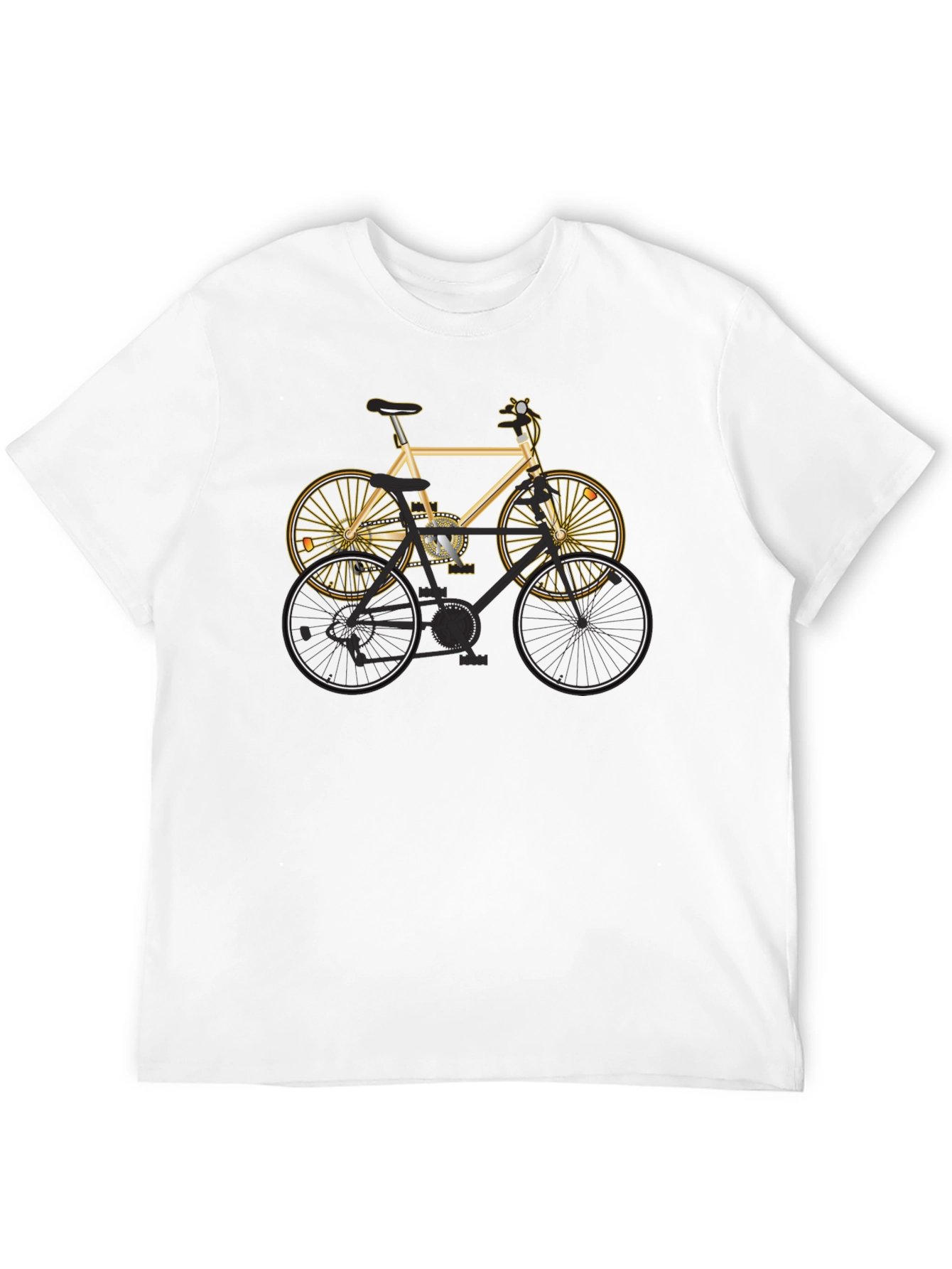 Mens Black T-Shirt with Bicycle Graphic