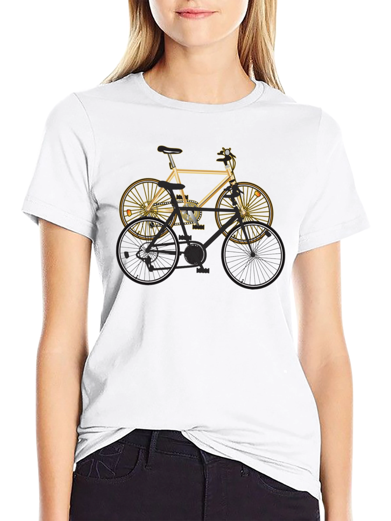 Mens Black T-Shirt with Bicycle Graphic
