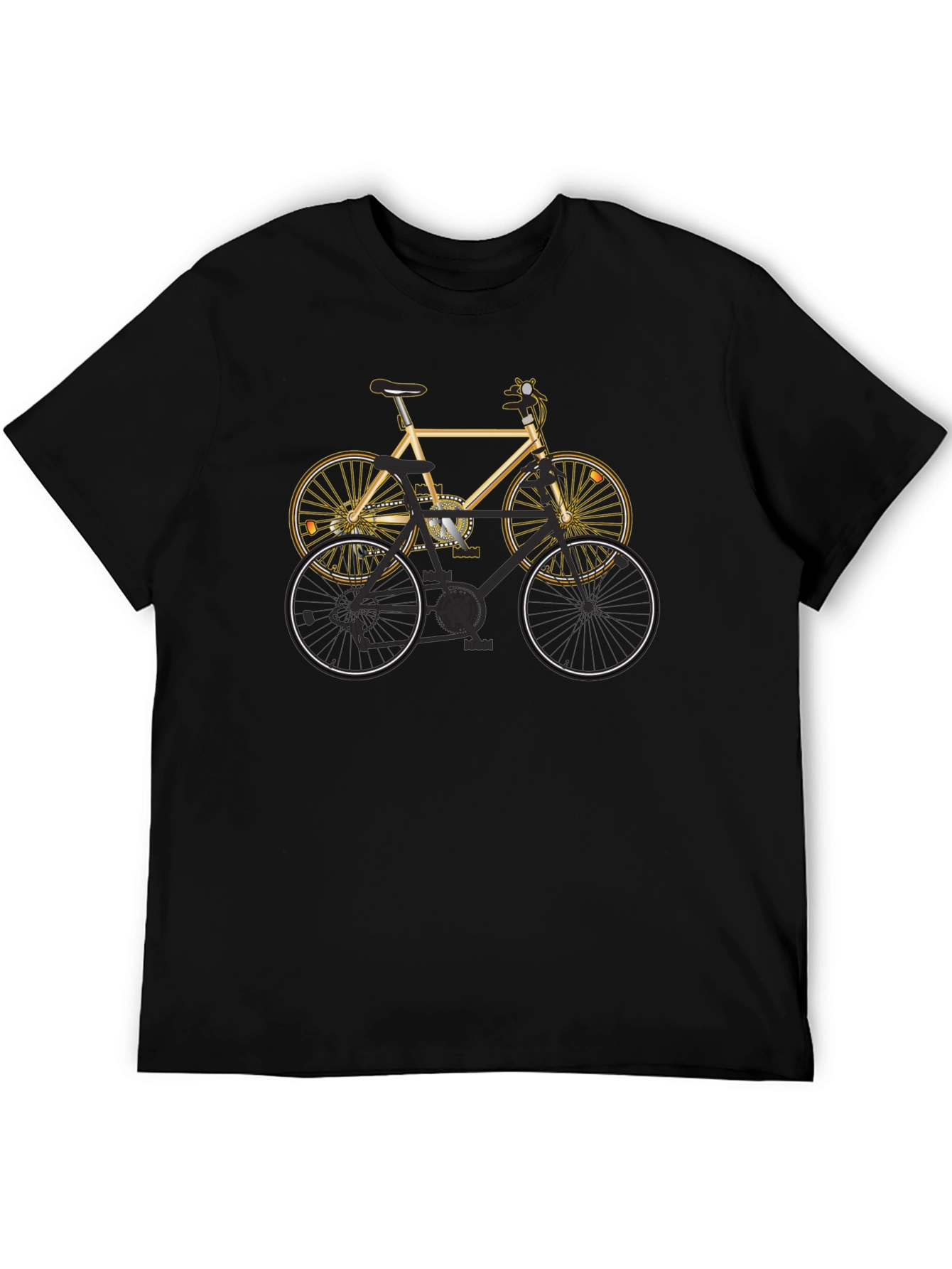Mens Black T-Shirt with Bicycle Graphic