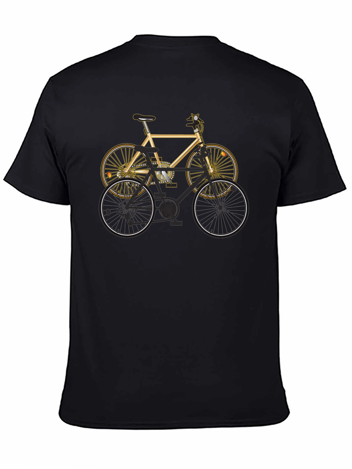 Mens Black T-Shirt with Bicycle Graphic