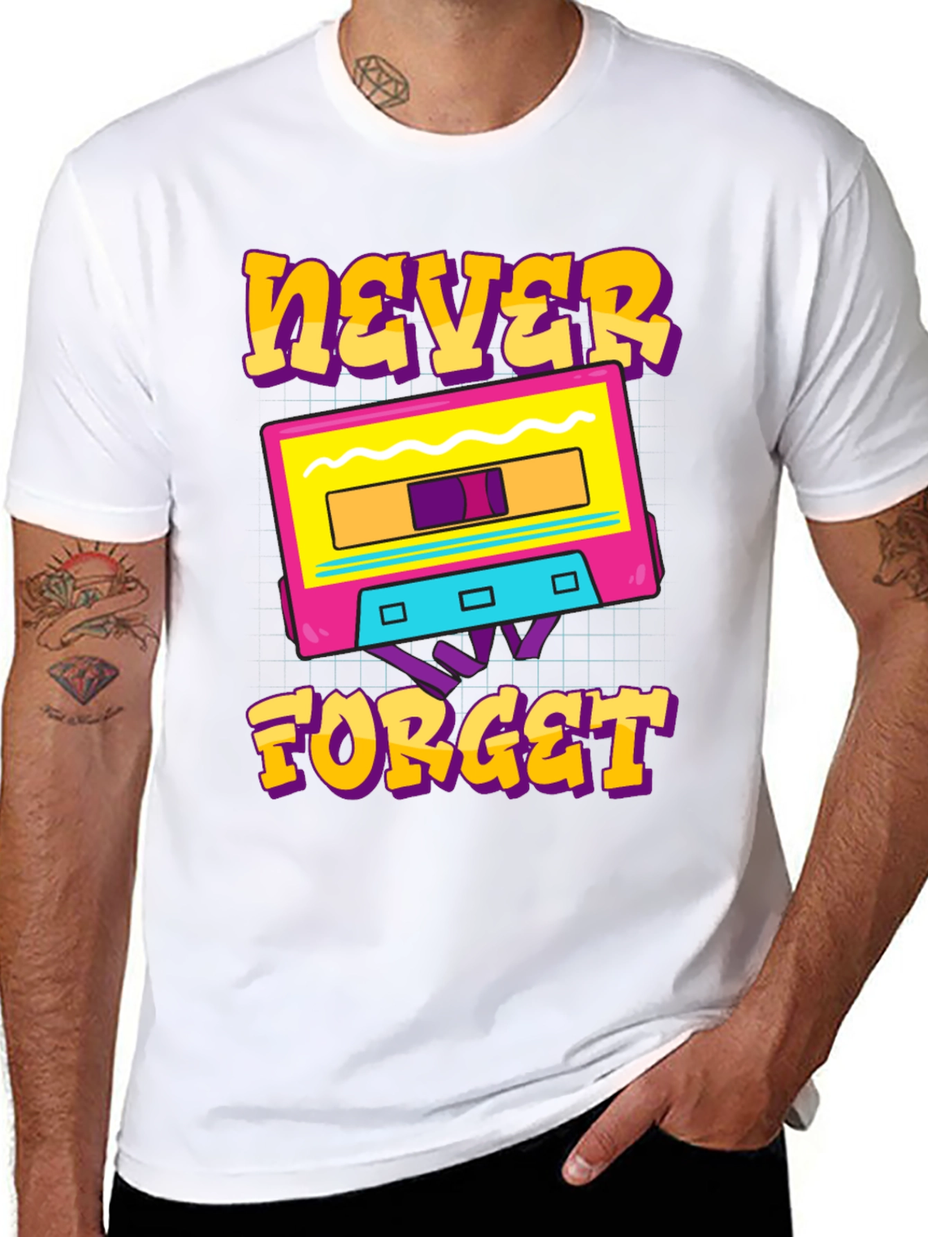 Retro Cassette Tape Never Forget Graphic T-Shirt