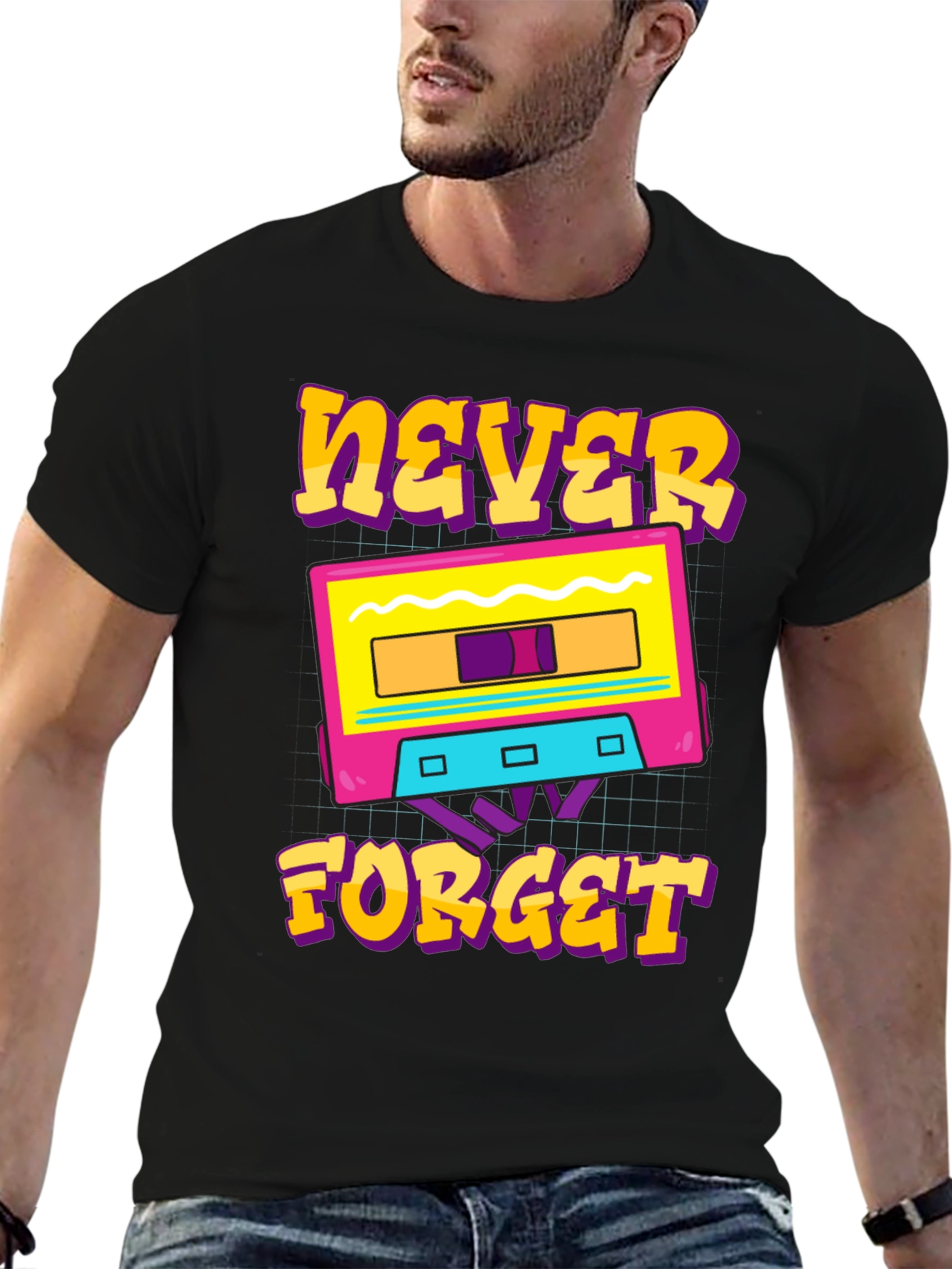 Retro Cassette Tape Never Forget Graphic T-Shirt