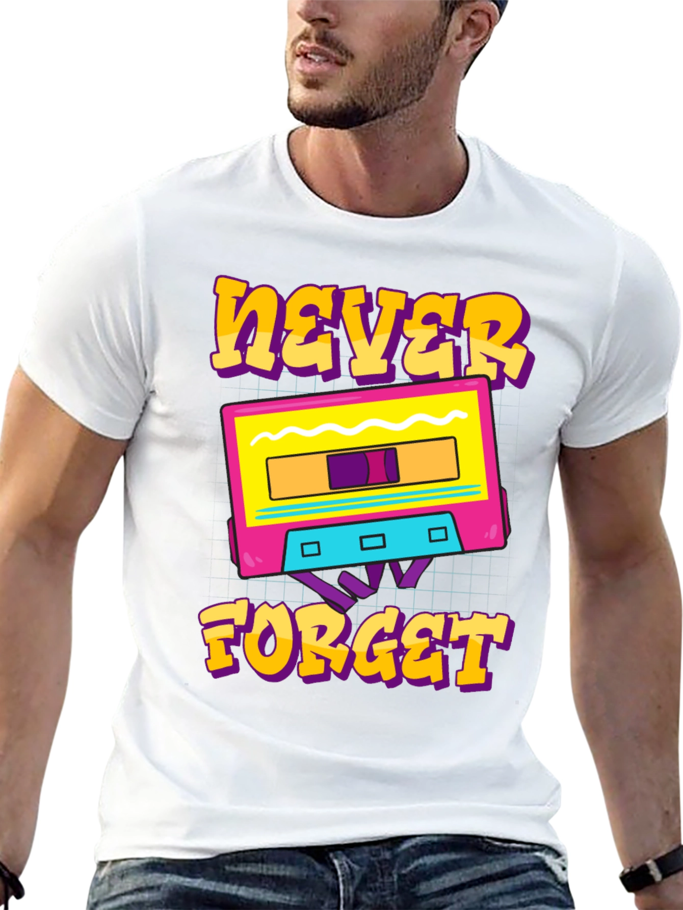 Retro Cassette Tape Never Forget Graphic T-Shirt