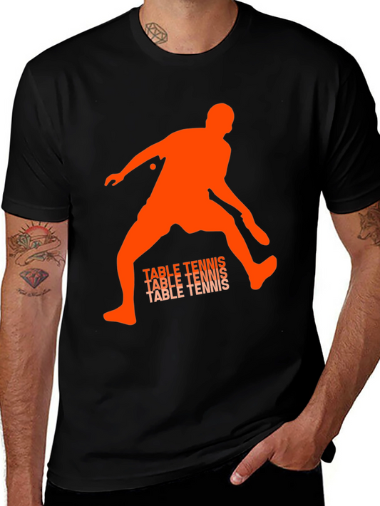 Table Tennis Player Graphic Tee - Sporty Black T-Shirt