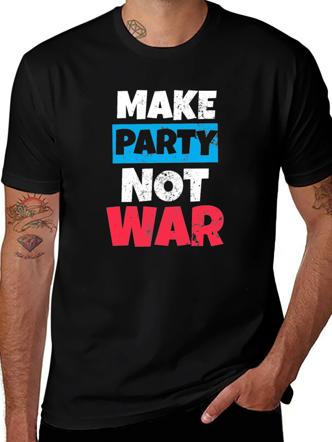 Make Party Not War Graphic Tee - Black