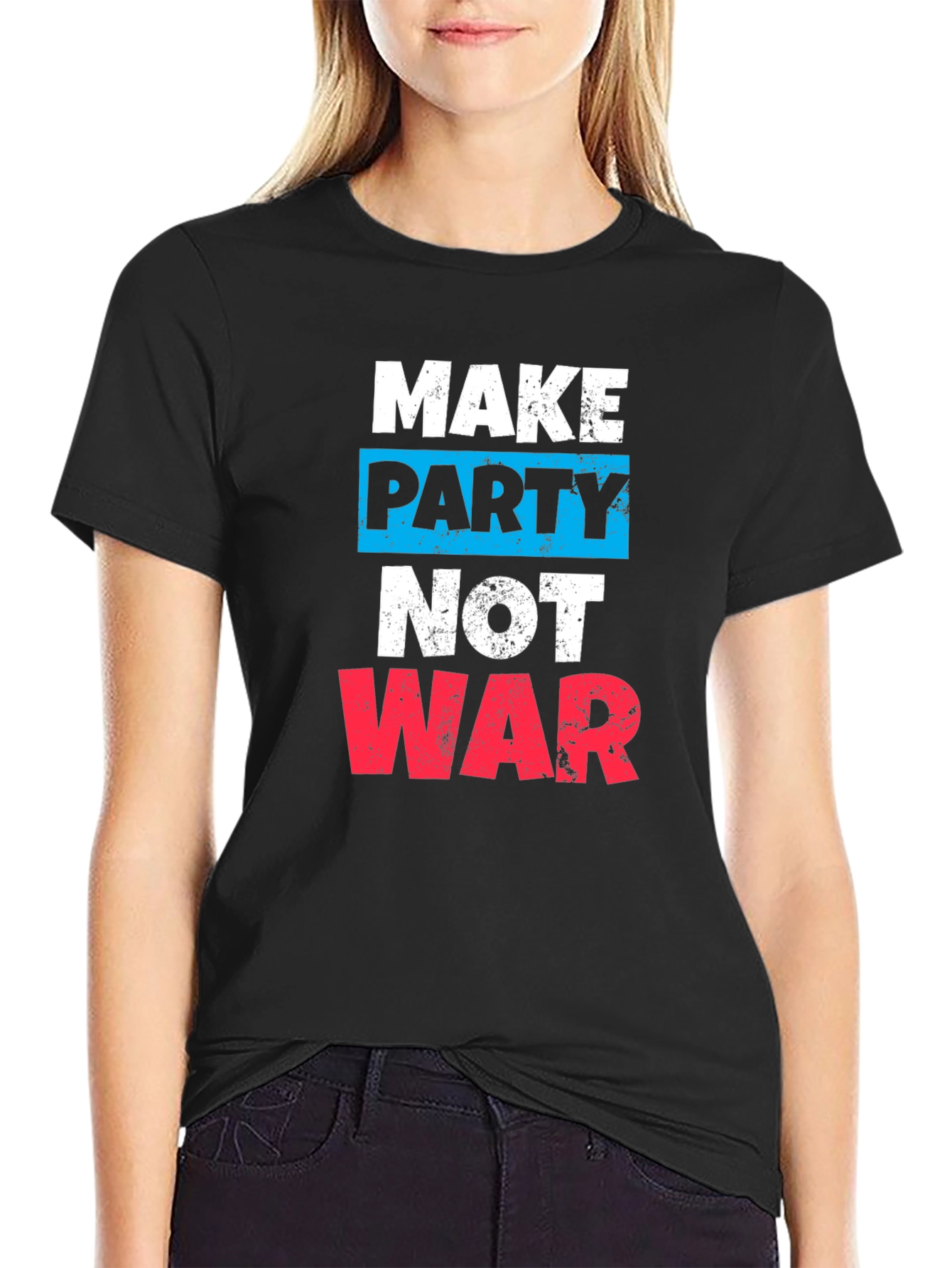 Make Party Not War Graphic Tee - Black