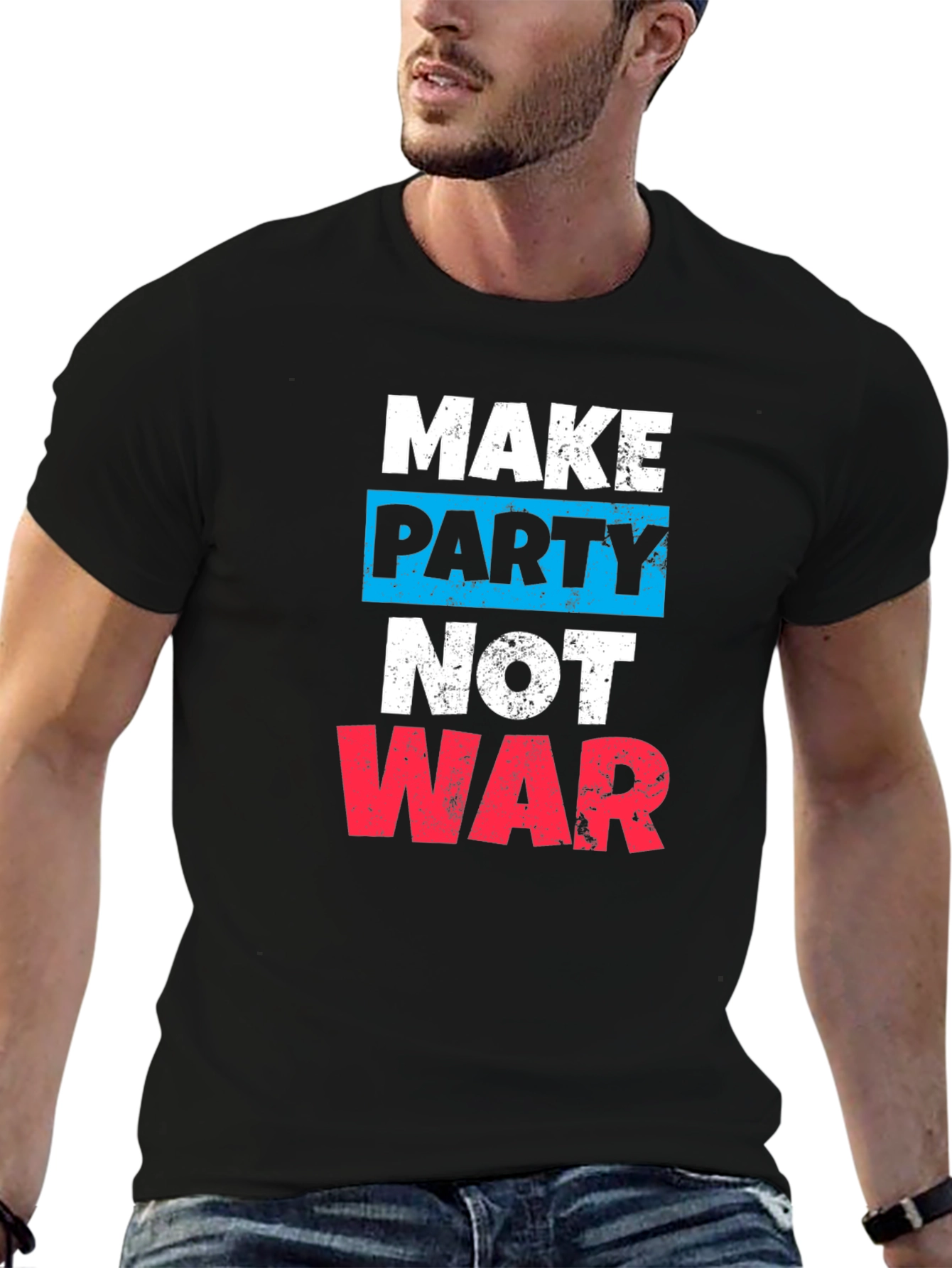 Make Party Not War Graphic Tee - Black