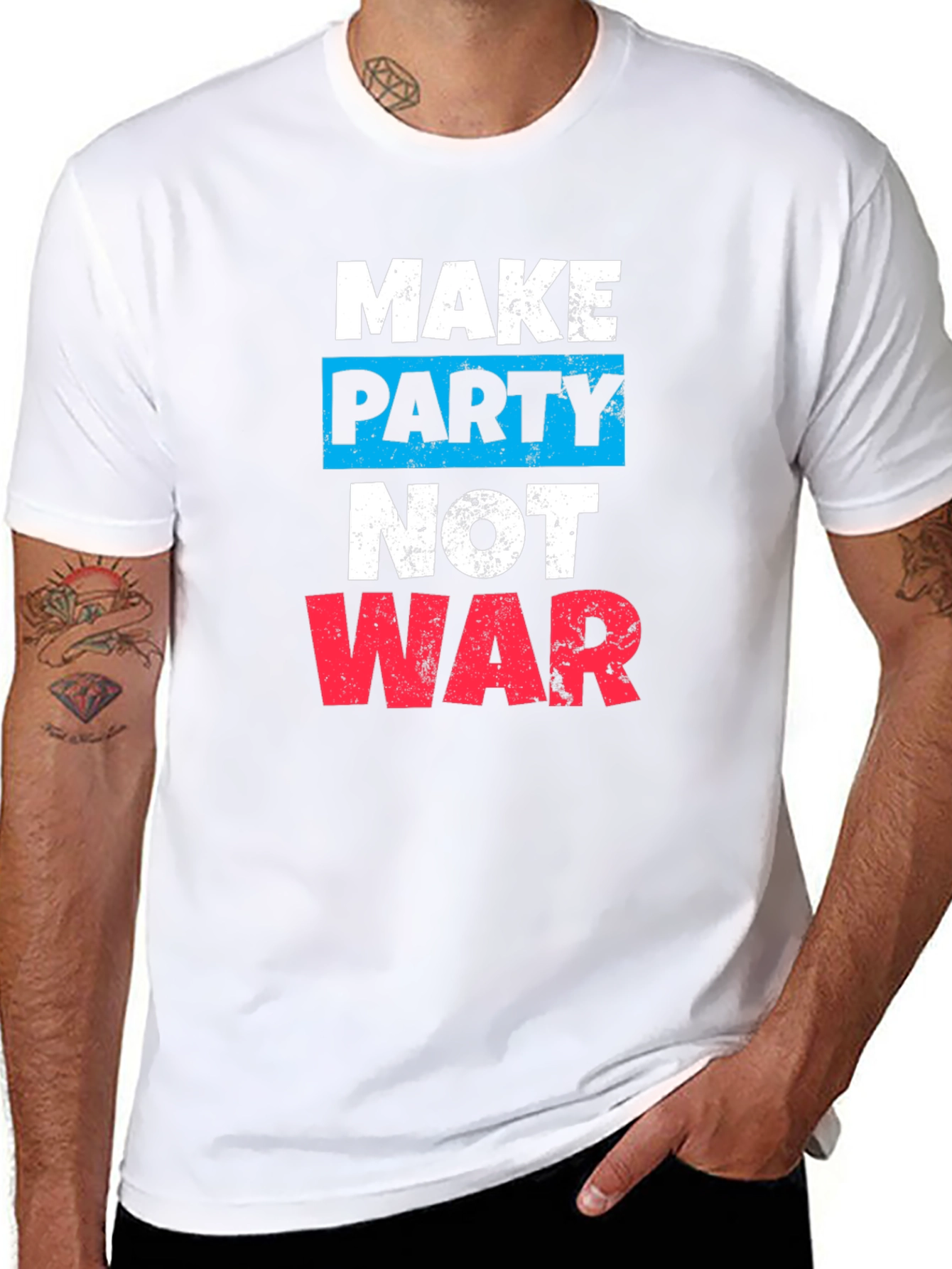 Make Party Not War Graphic Tee - Black