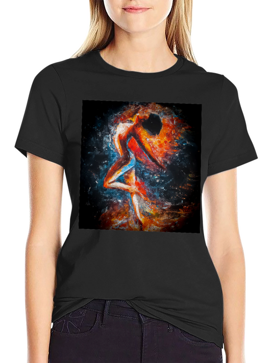 Abstract Couple Dance Black T-Shirt