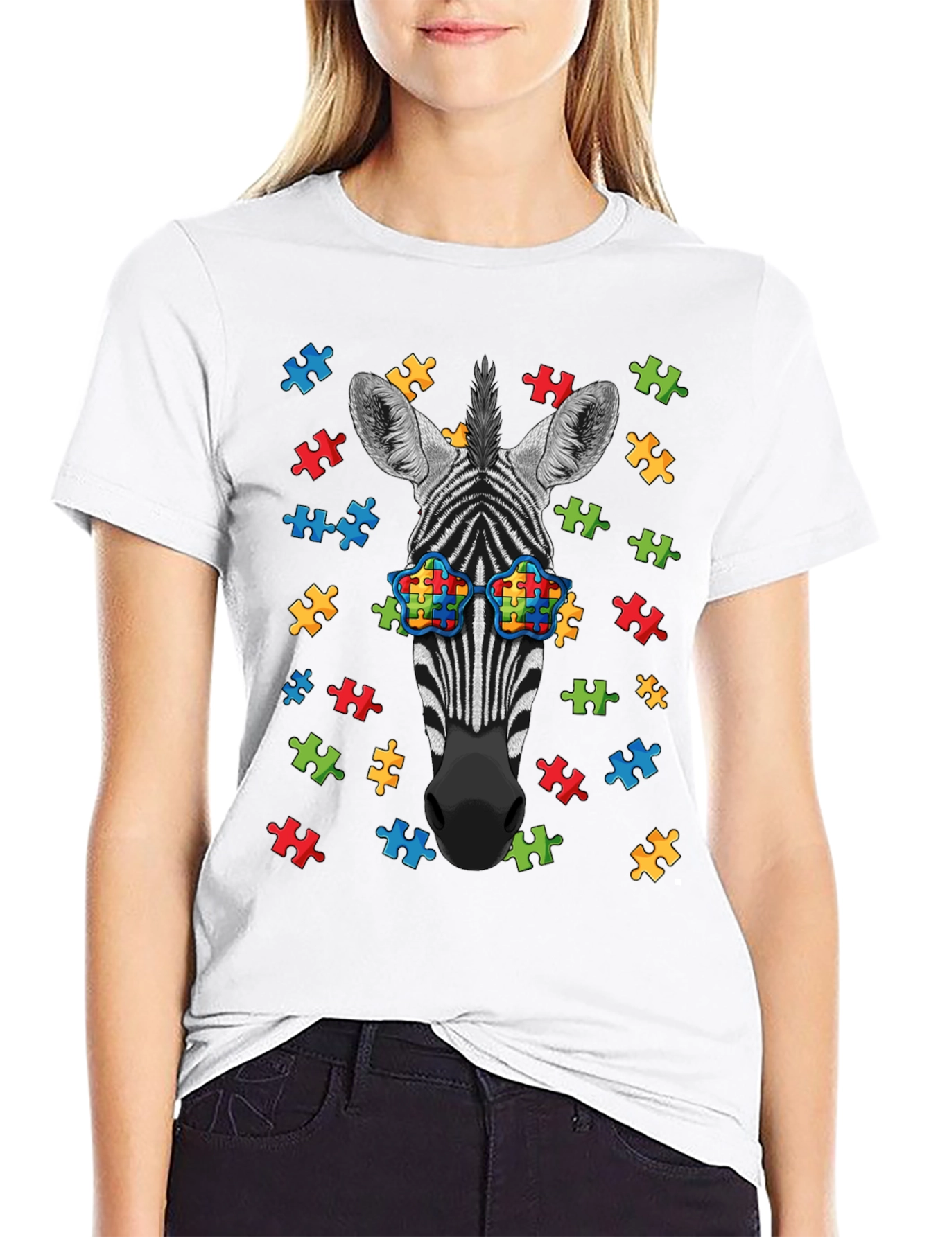 Zebra Autism Awareness Puzzle T-Shirt