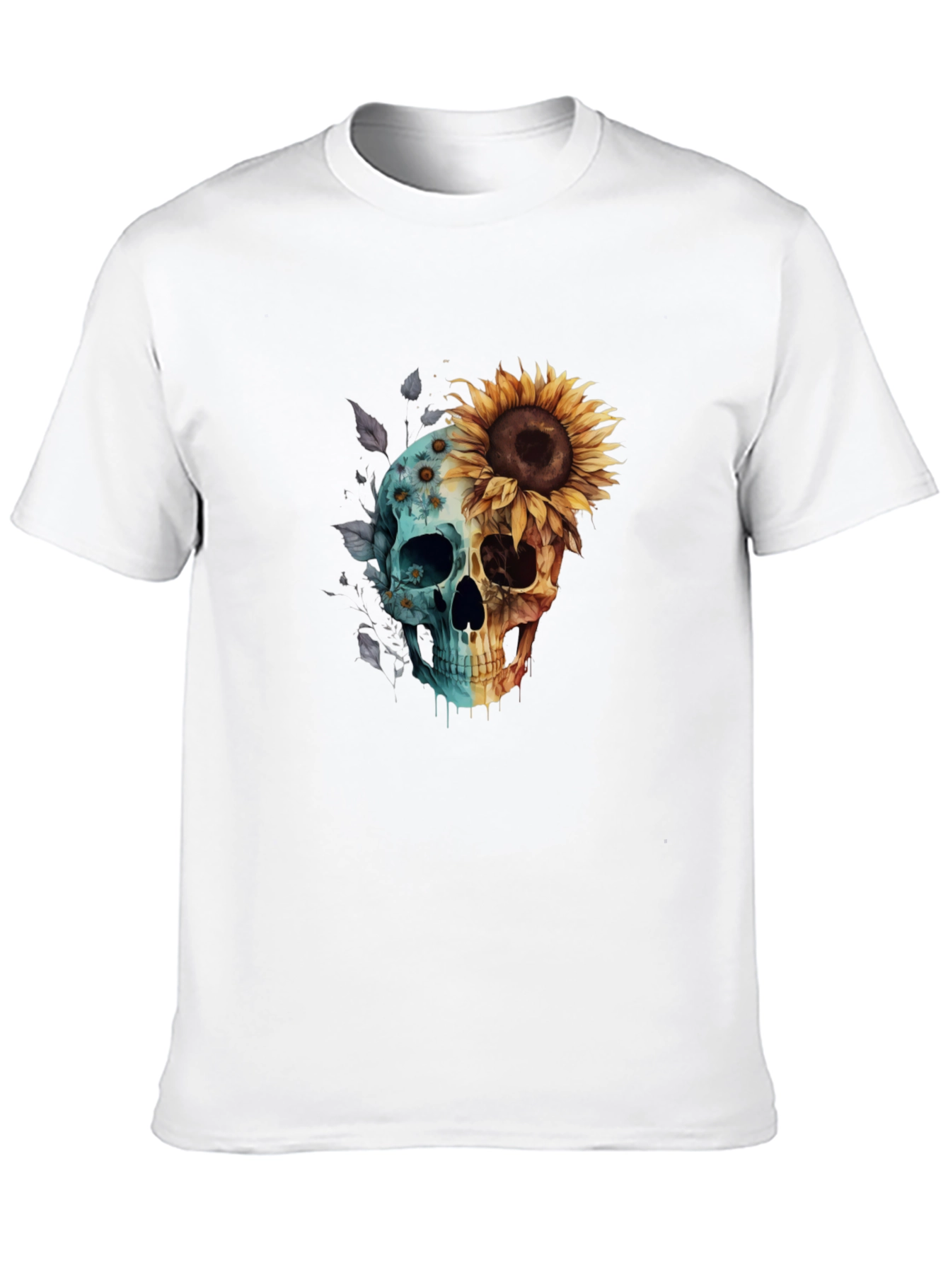 Sunflower Skull Graphic Tee - Mens Black T-Shirt
