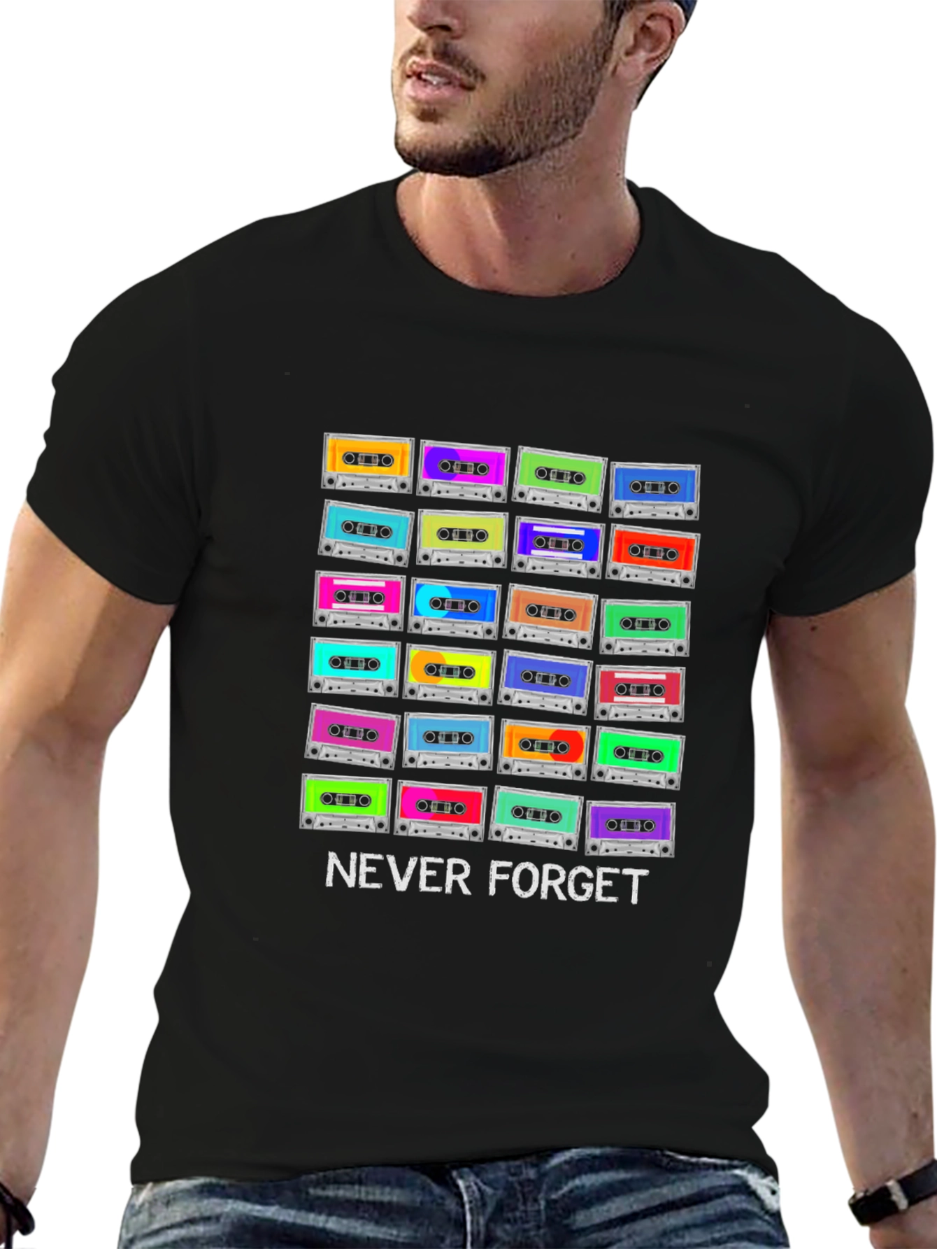 Retro Cassette Tape T-Shirt - Never Forget 80s/90s