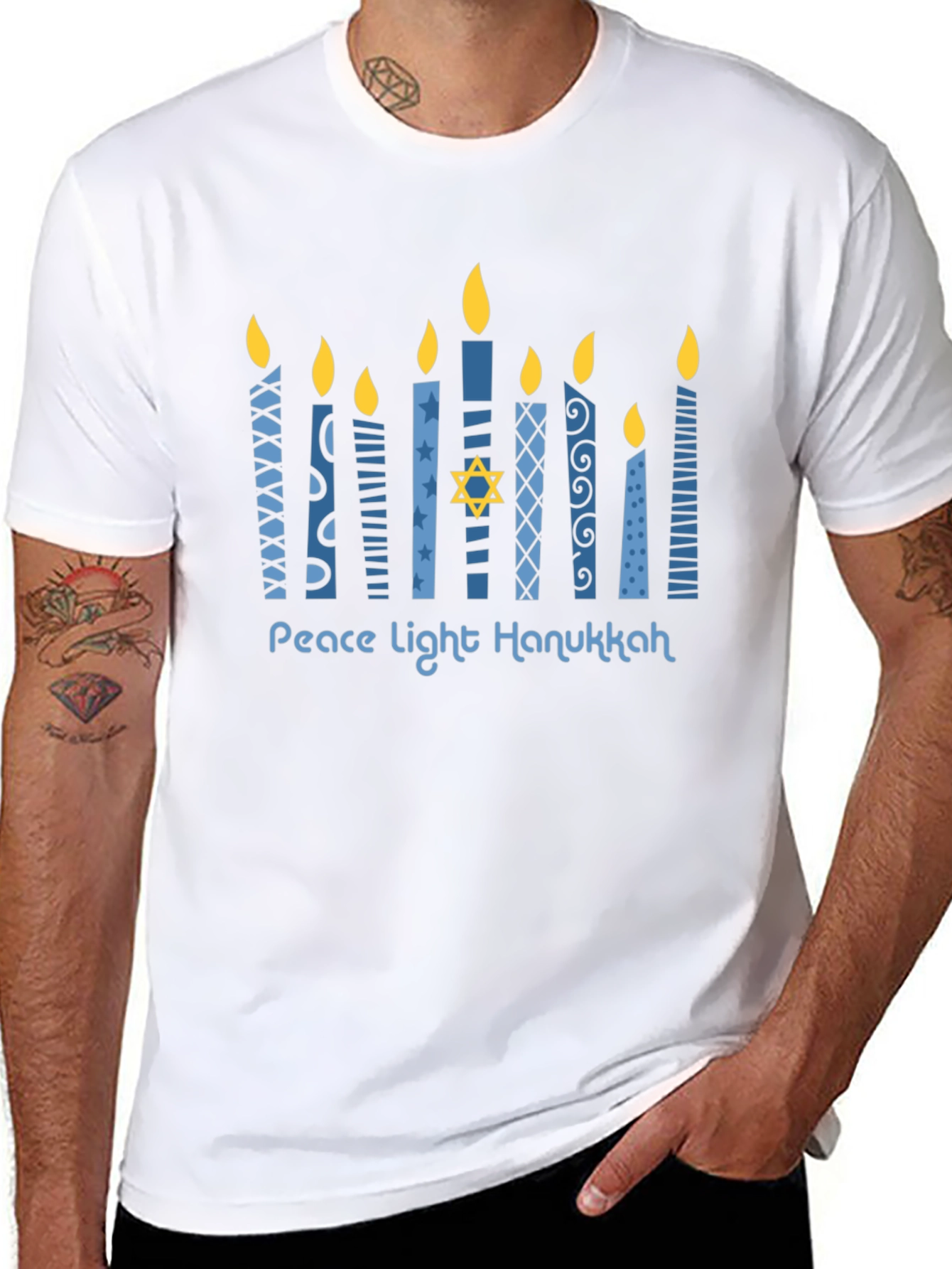 Hanukkah Peace Light Menorah T-Shirt